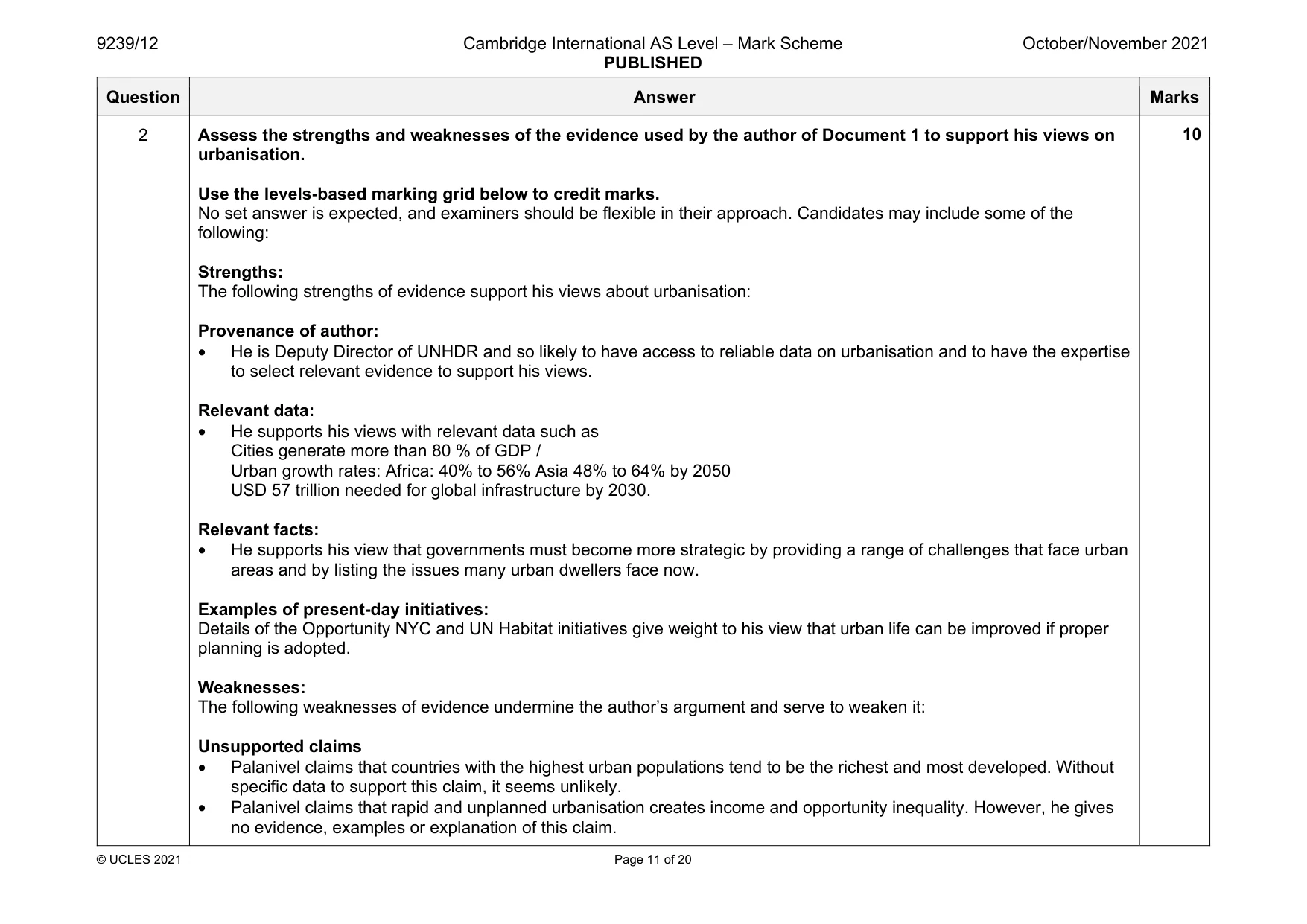 Mark scheme, page 11 of 20
