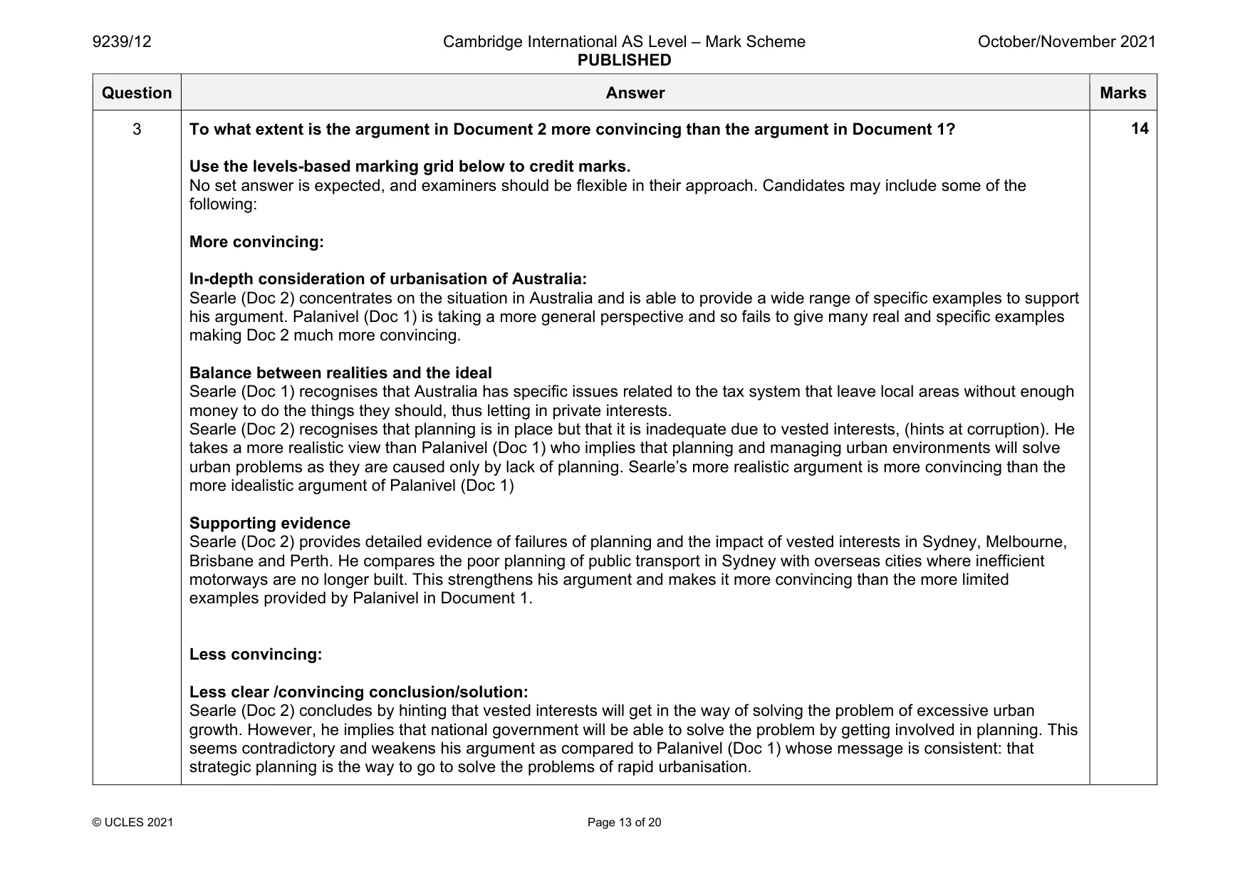 Mark scheme, page 13 of 20