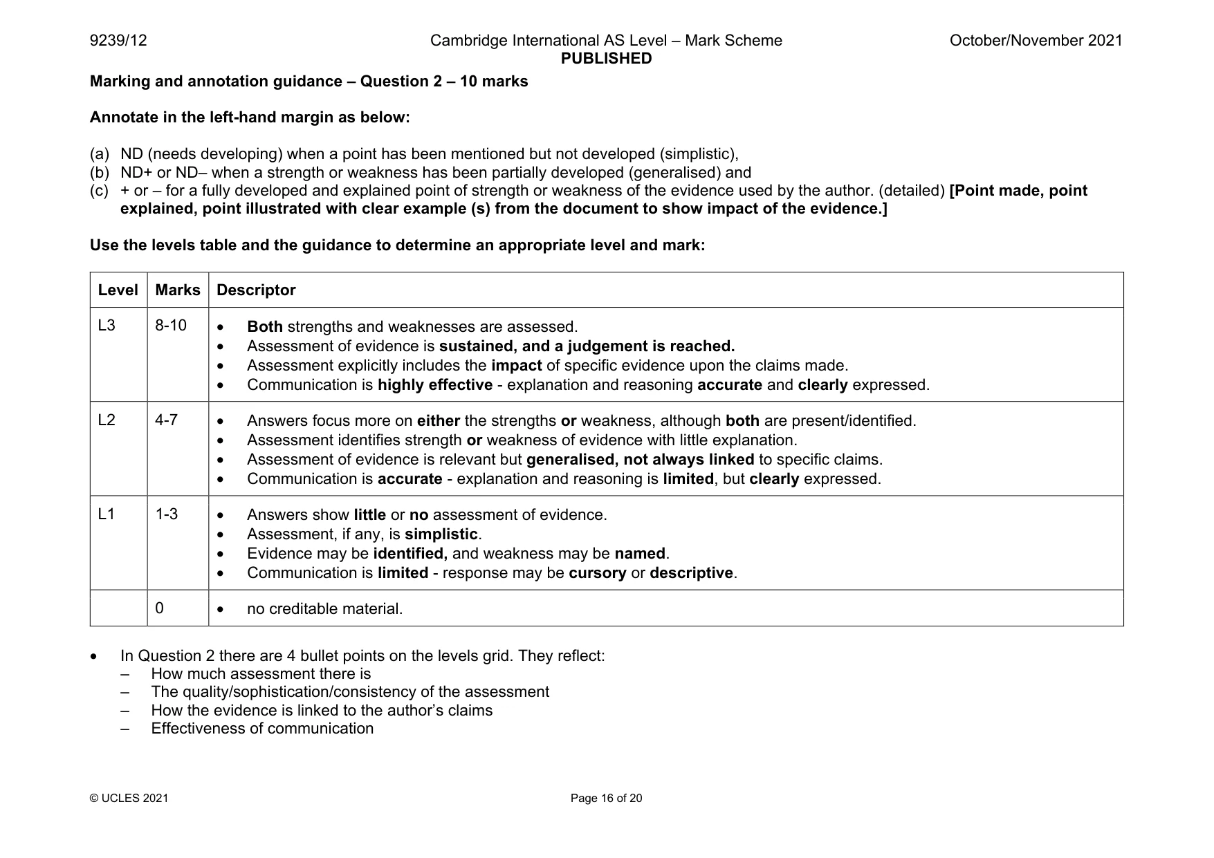 Mark scheme, page 16 of 20