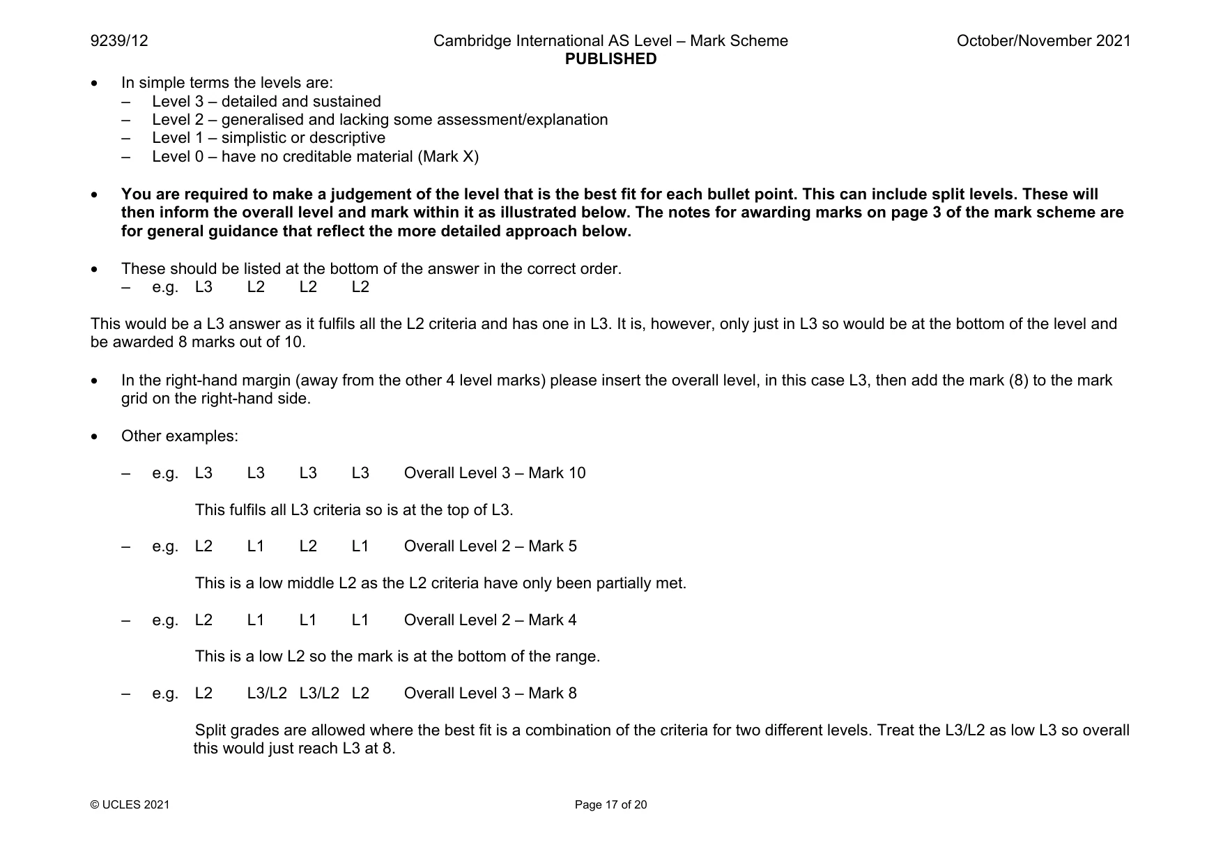Mark scheme, page 17 of 20