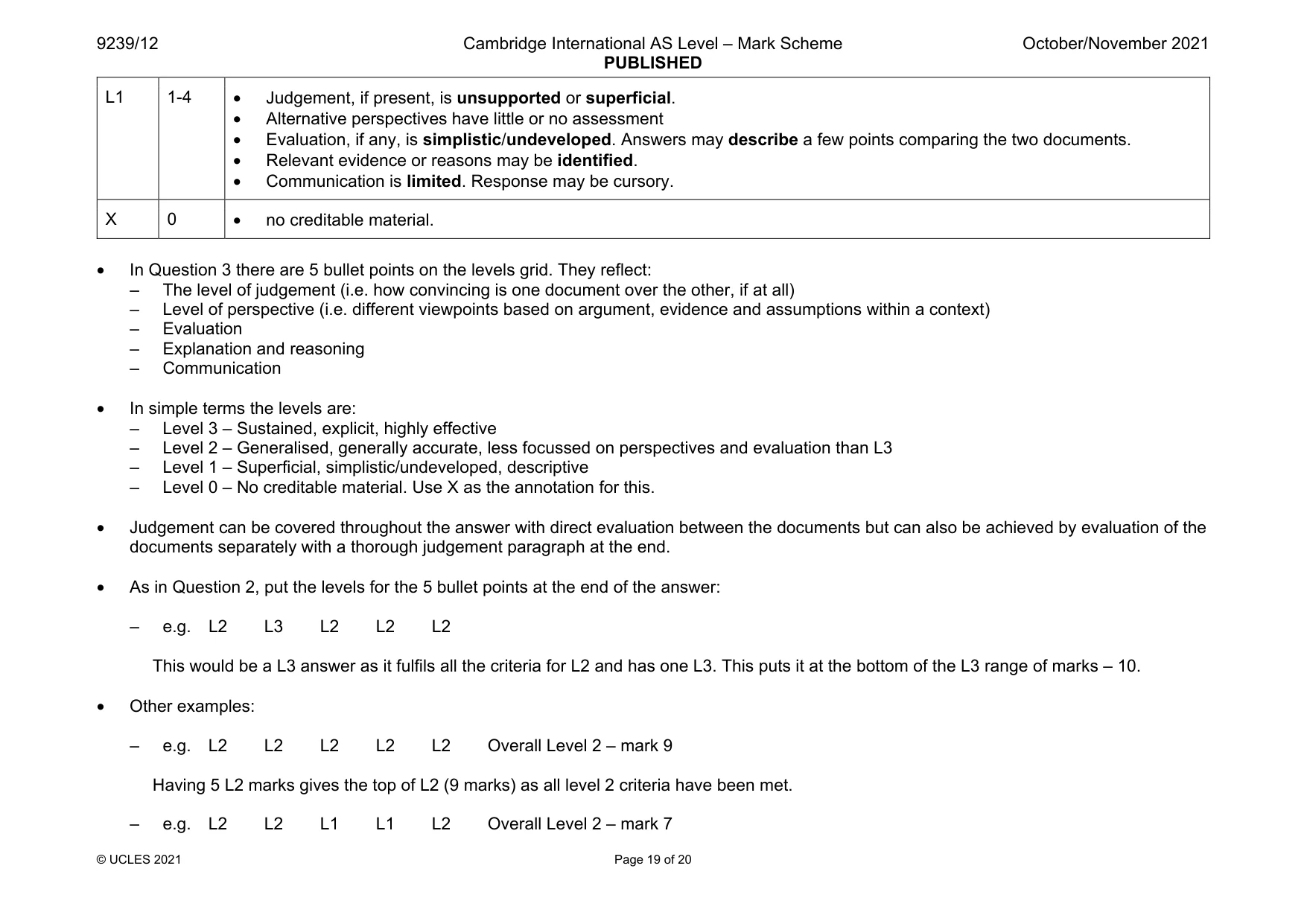 Mark scheme, page 19 of 20