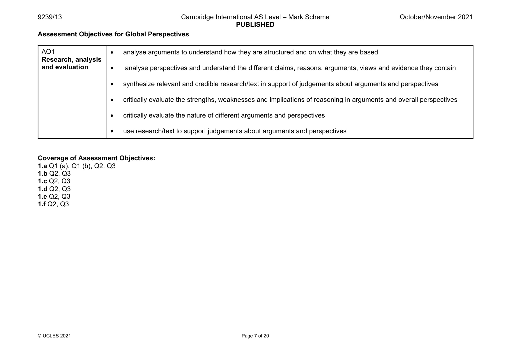 Mark scheme, page 7 of 20