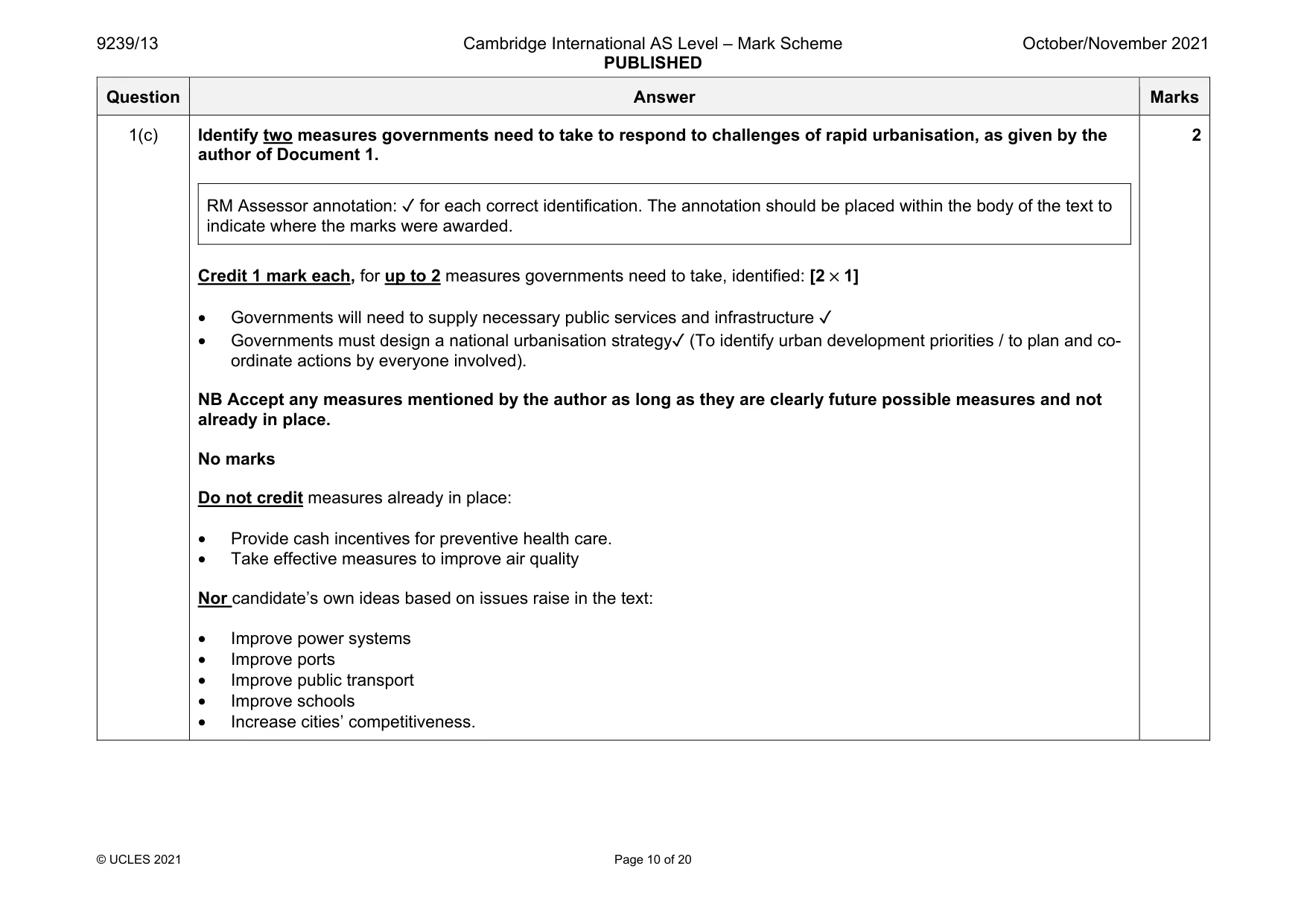 Mark scheme, page 10 of 20
