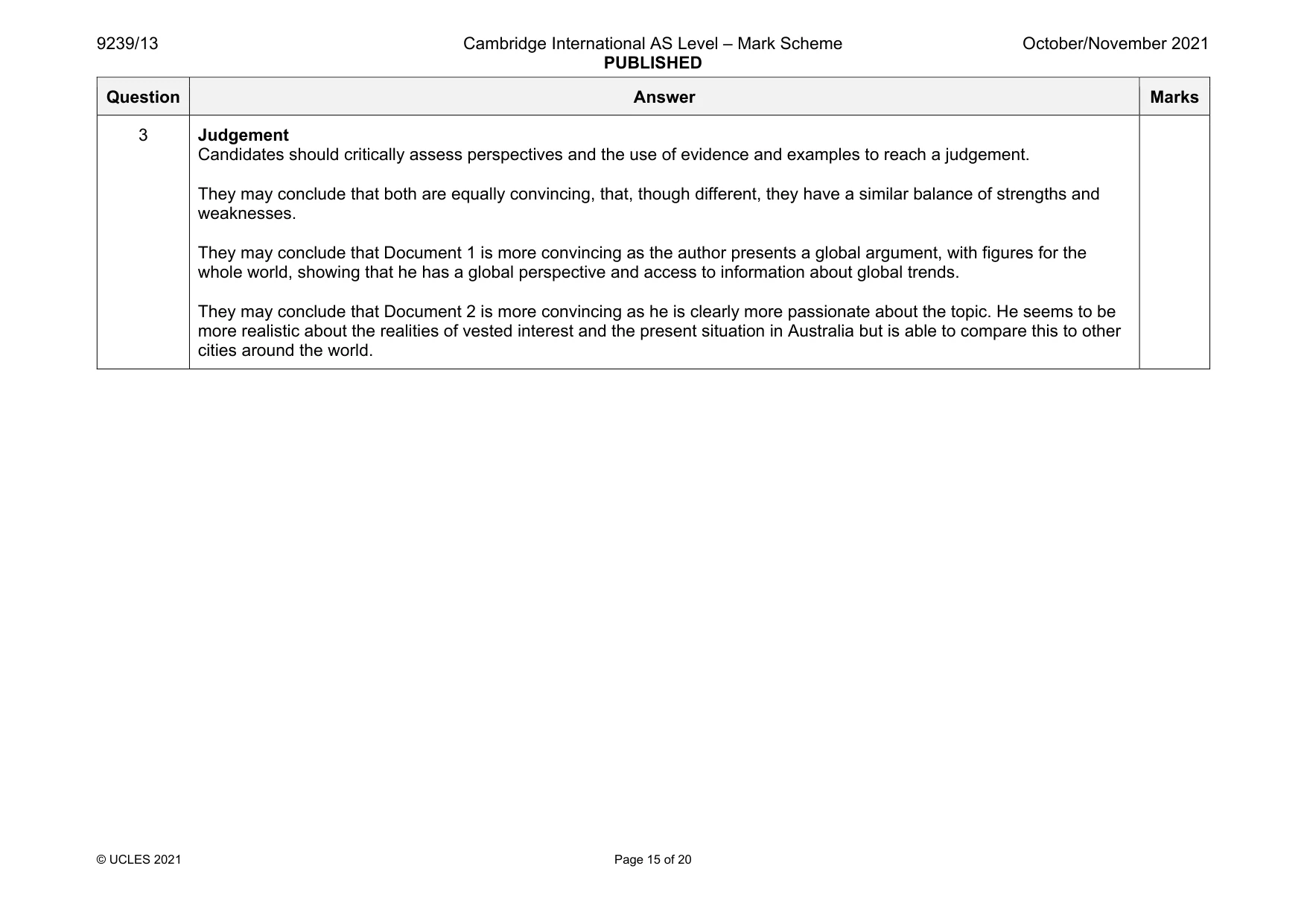 Mark scheme, page 15 of 20