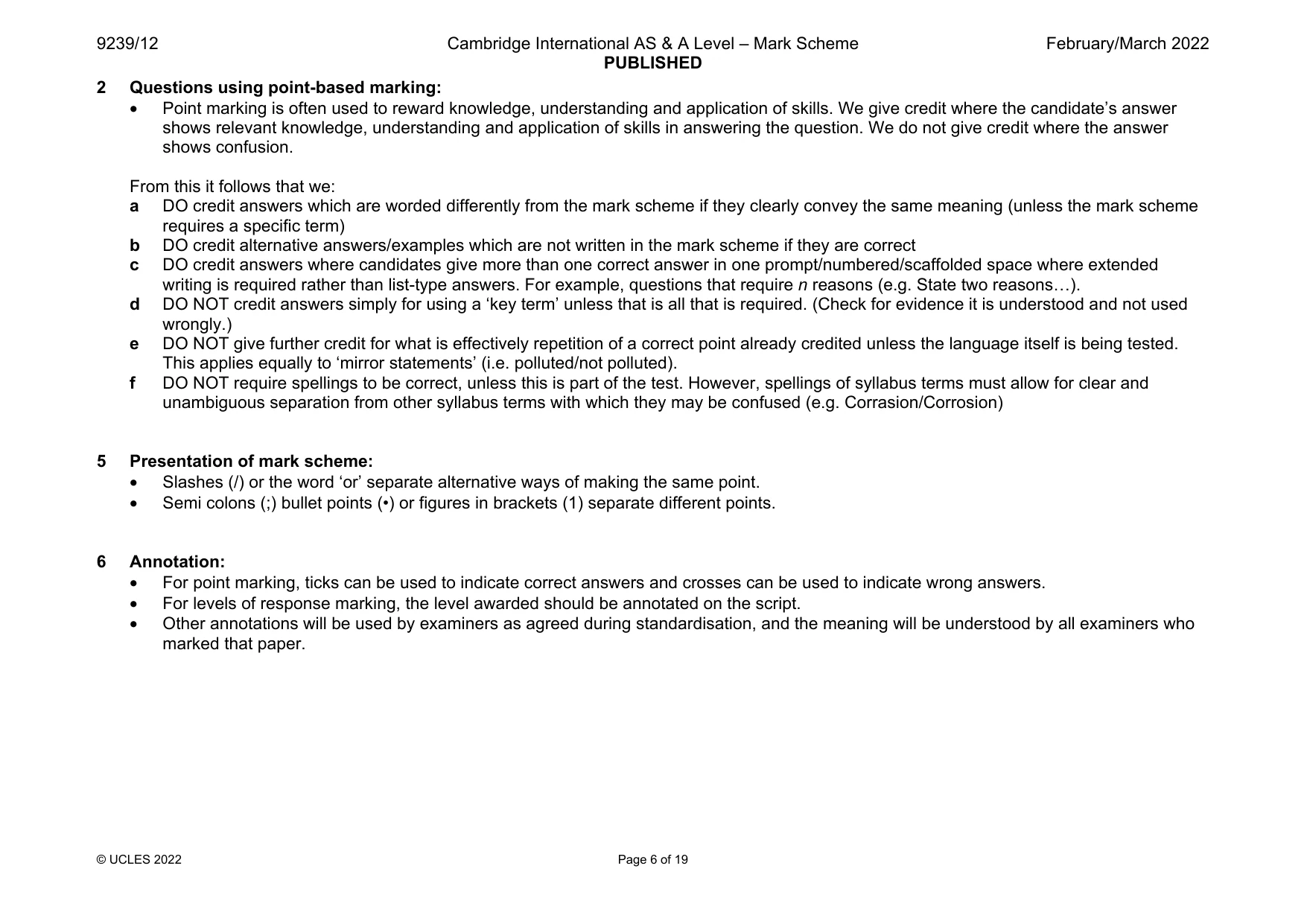 Mark scheme, page 6 of 19