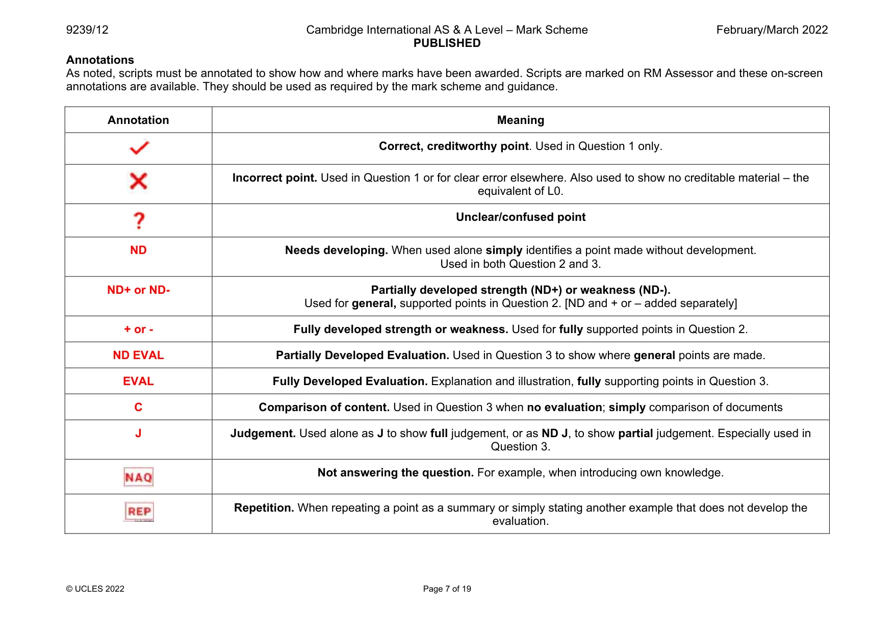 Mark scheme, page 7 of 19