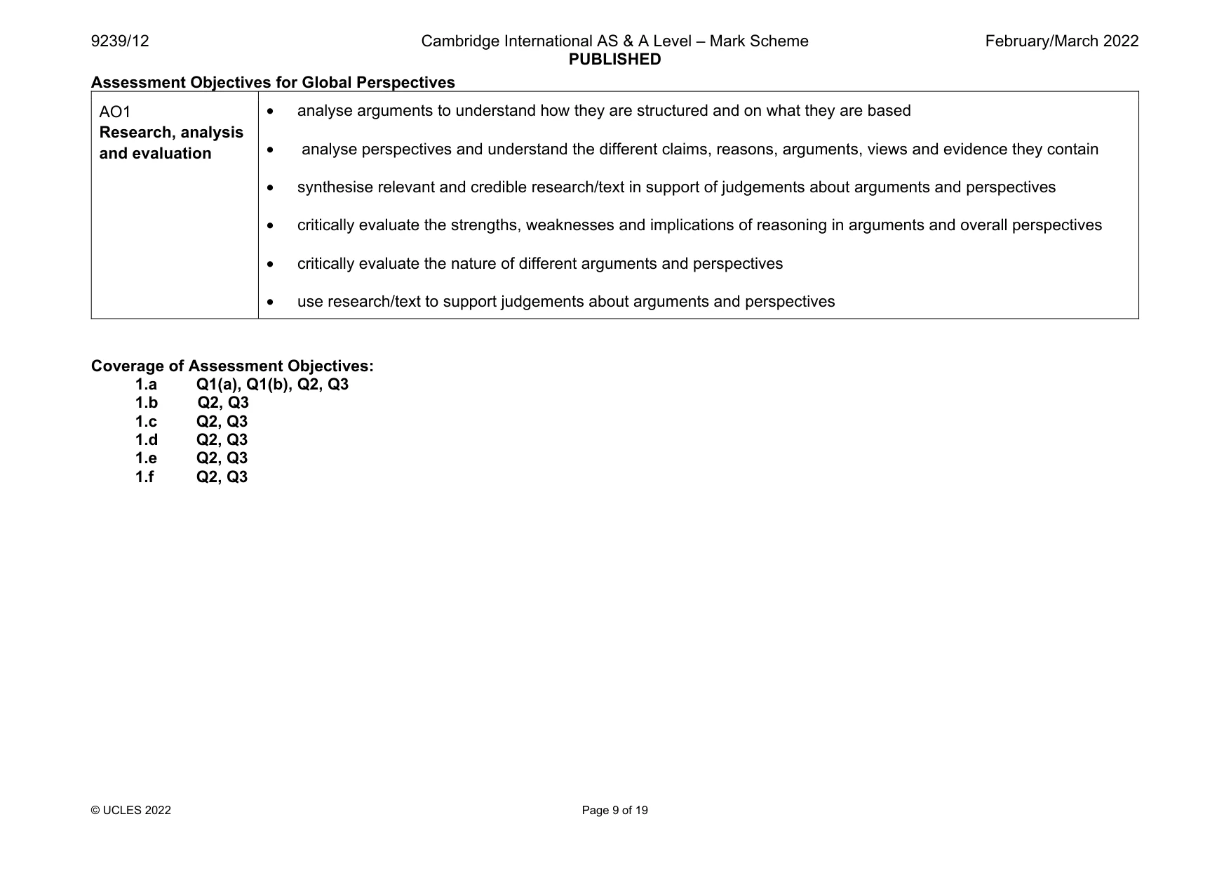 Mark scheme, page 9 of 19