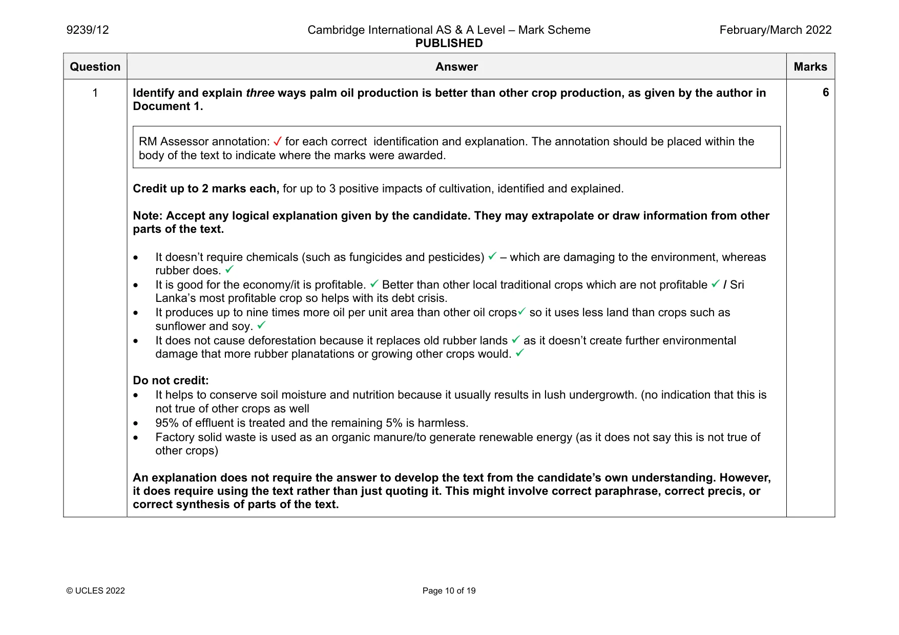 Mark scheme, page 10 of 19