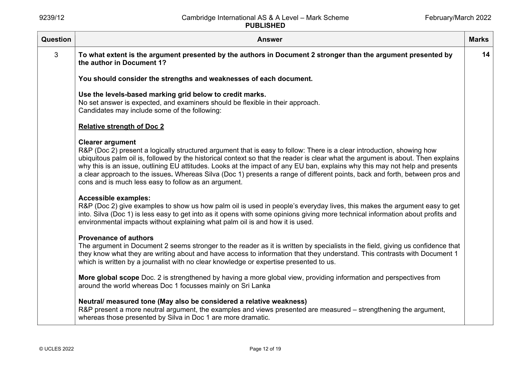 Mark scheme, page 12 of 19