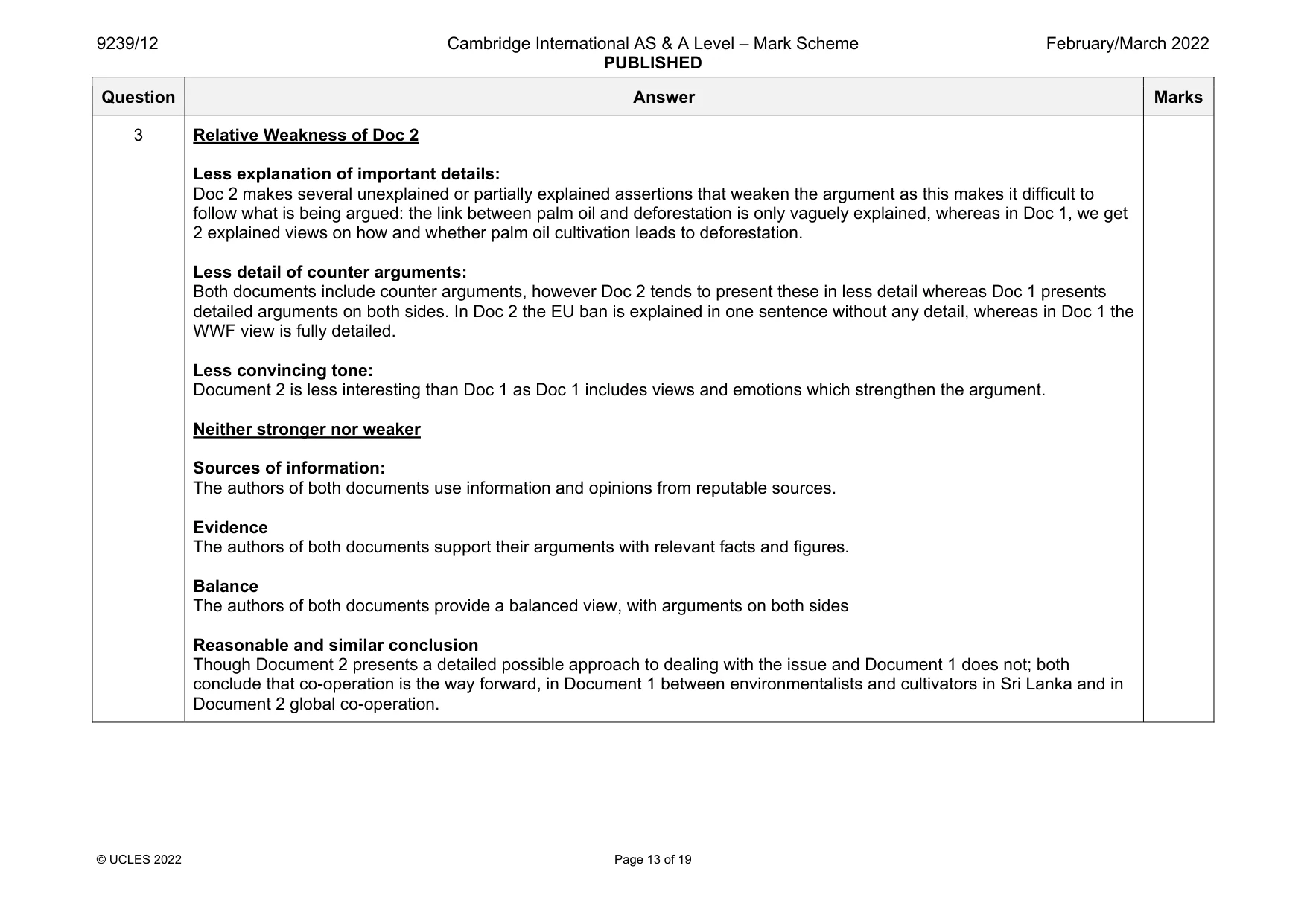 Mark scheme, page 13 of 19