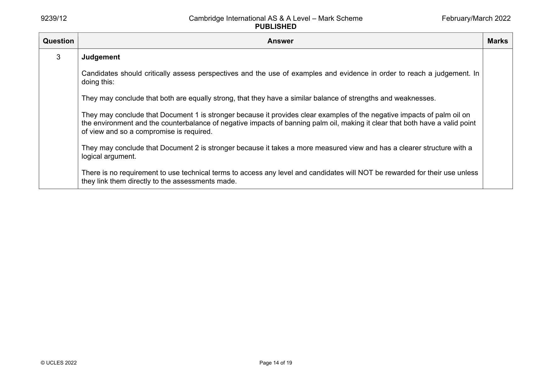 Mark scheme, page 14 of 19