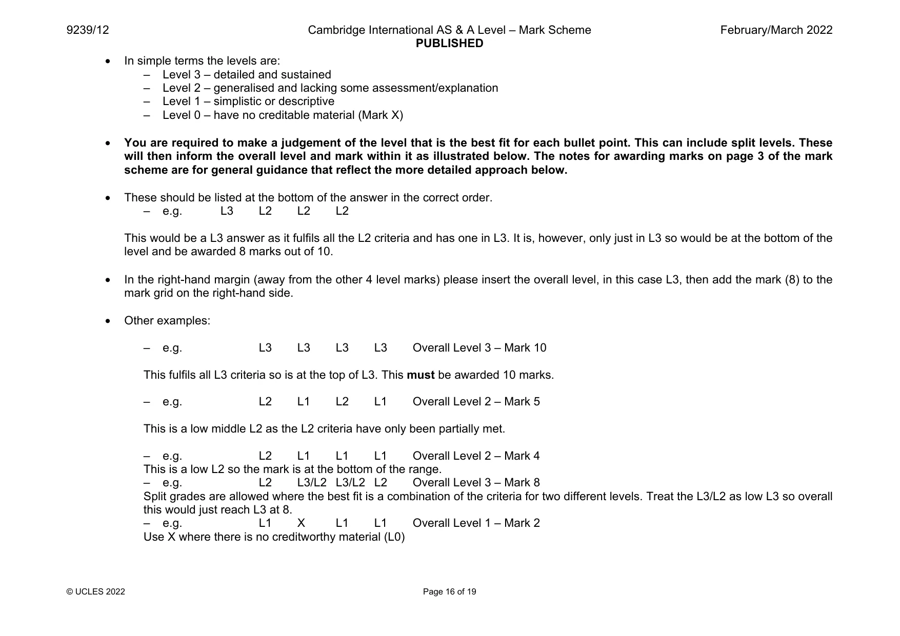 Mark scheme, page 16 of 19