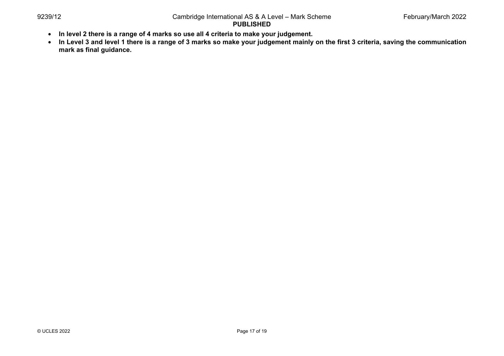 Mark scheme, page 17 of 19