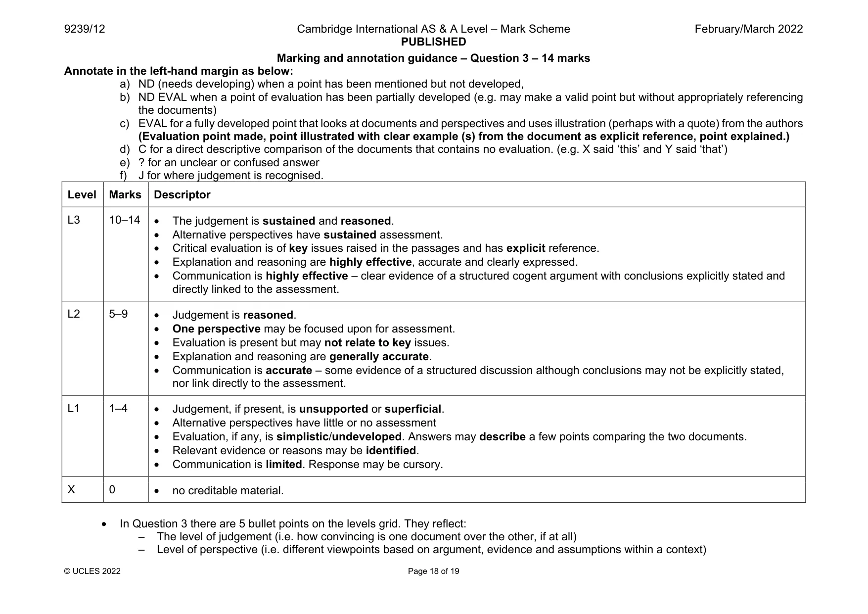 Mark scheme, page 18 of 19