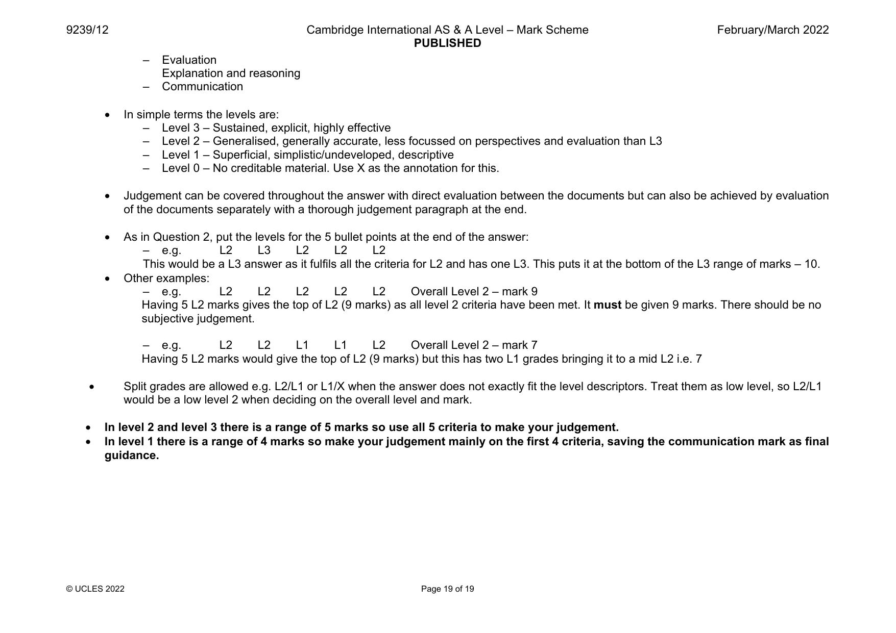 Mark scheme, page 19 of 19