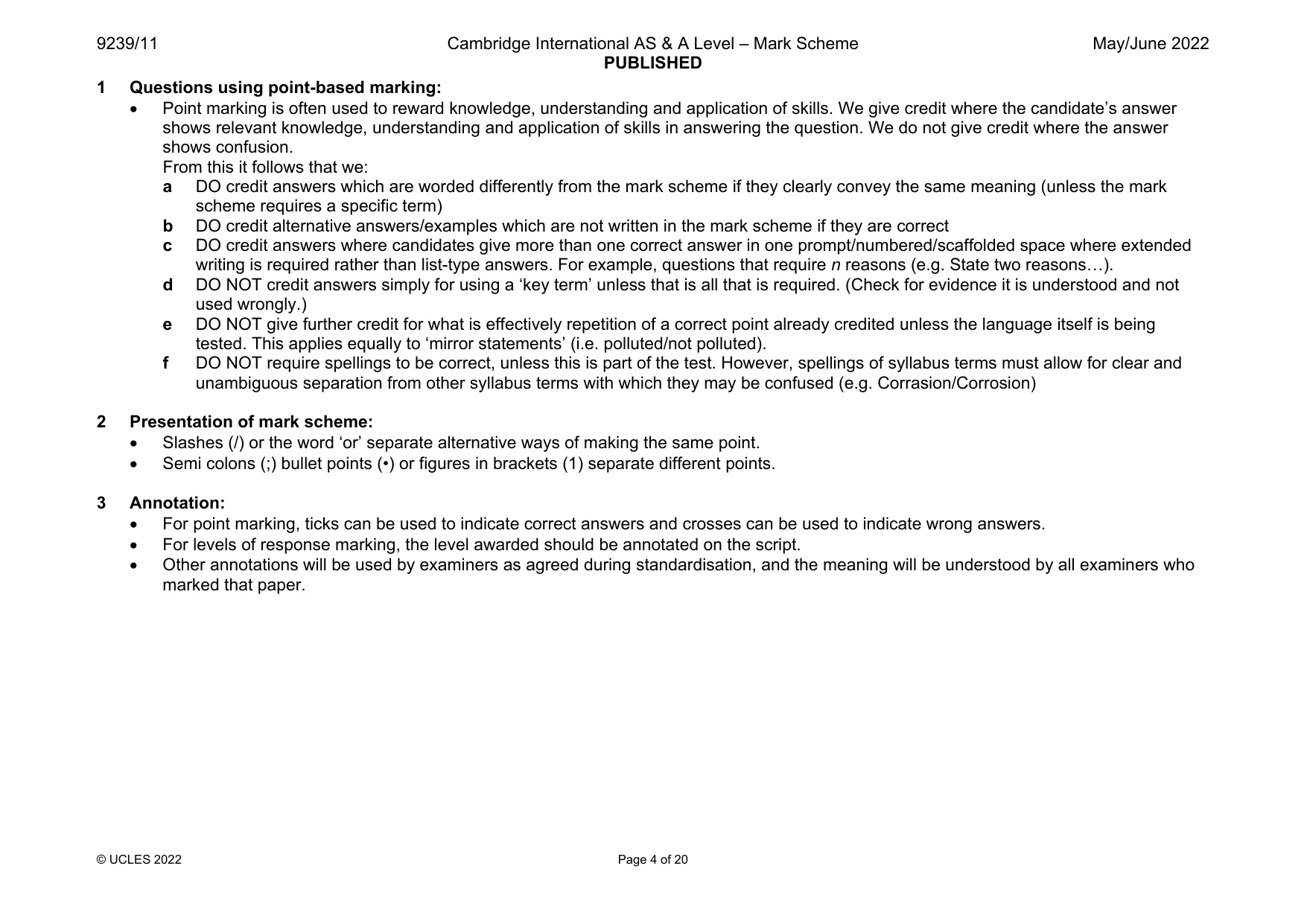 Mark scheme, page 4 of 20