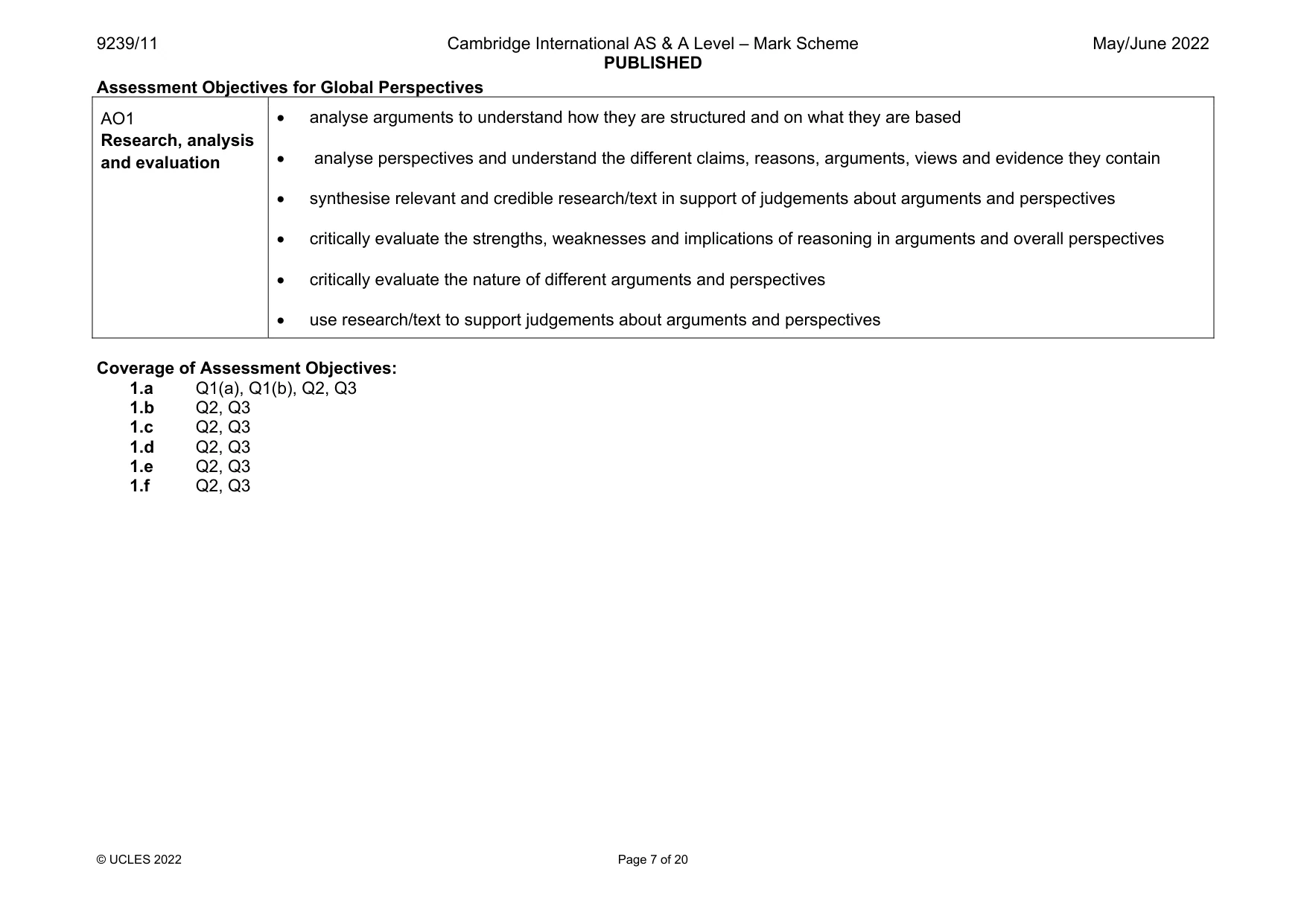 Mark scheme, page 7 of 20
