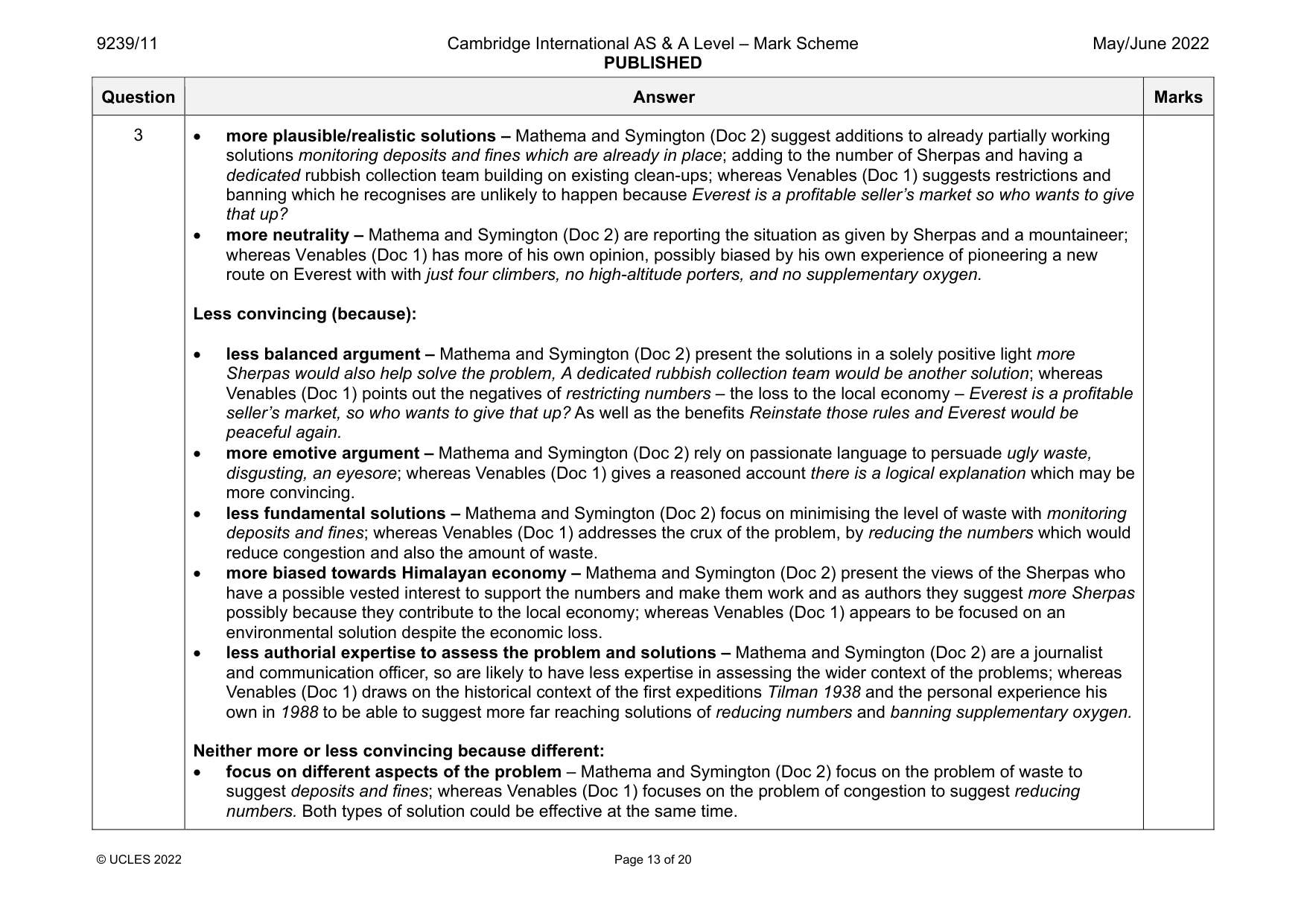 Mark scheme, page 13 of 20