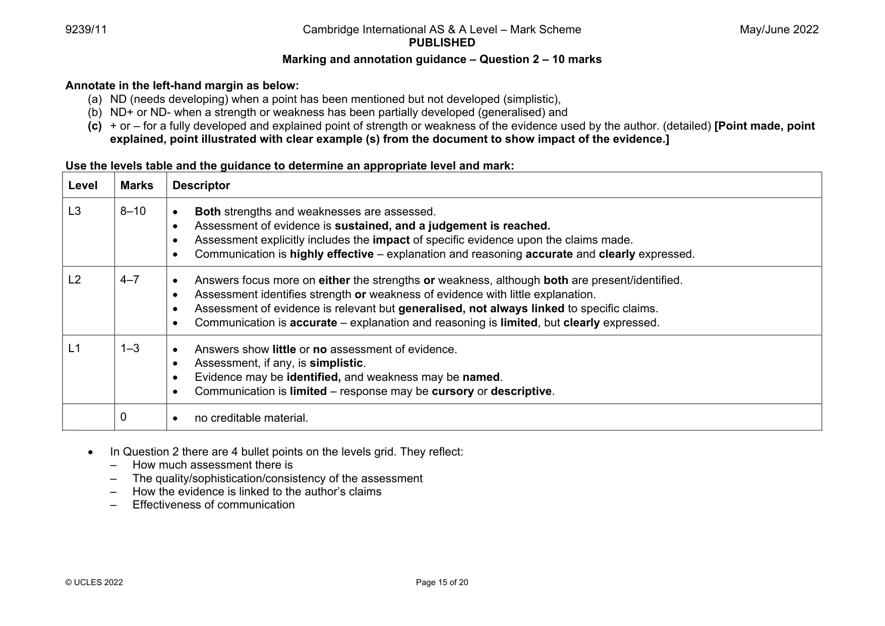 Mark scheme, page 15 of 20