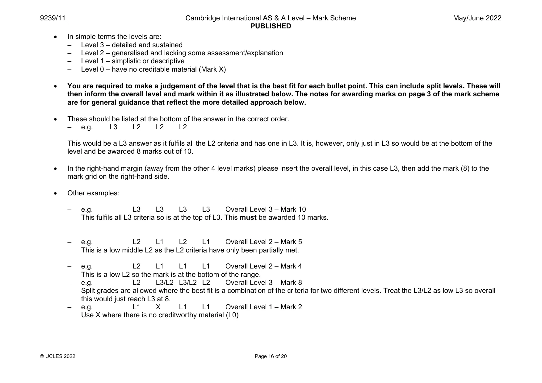 Mark scheme, page 16 of 20