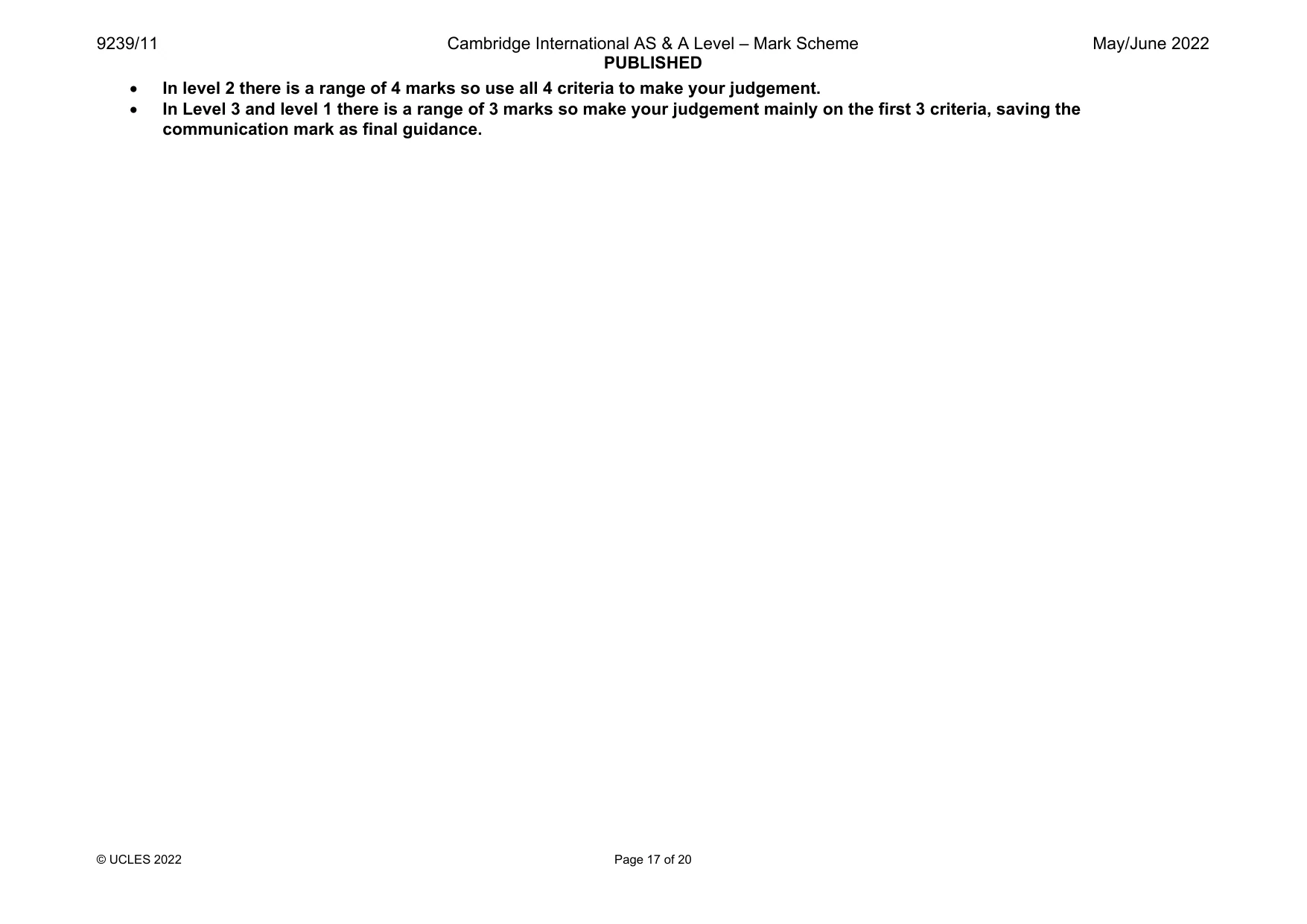 Mark scheme, page 17 of 20