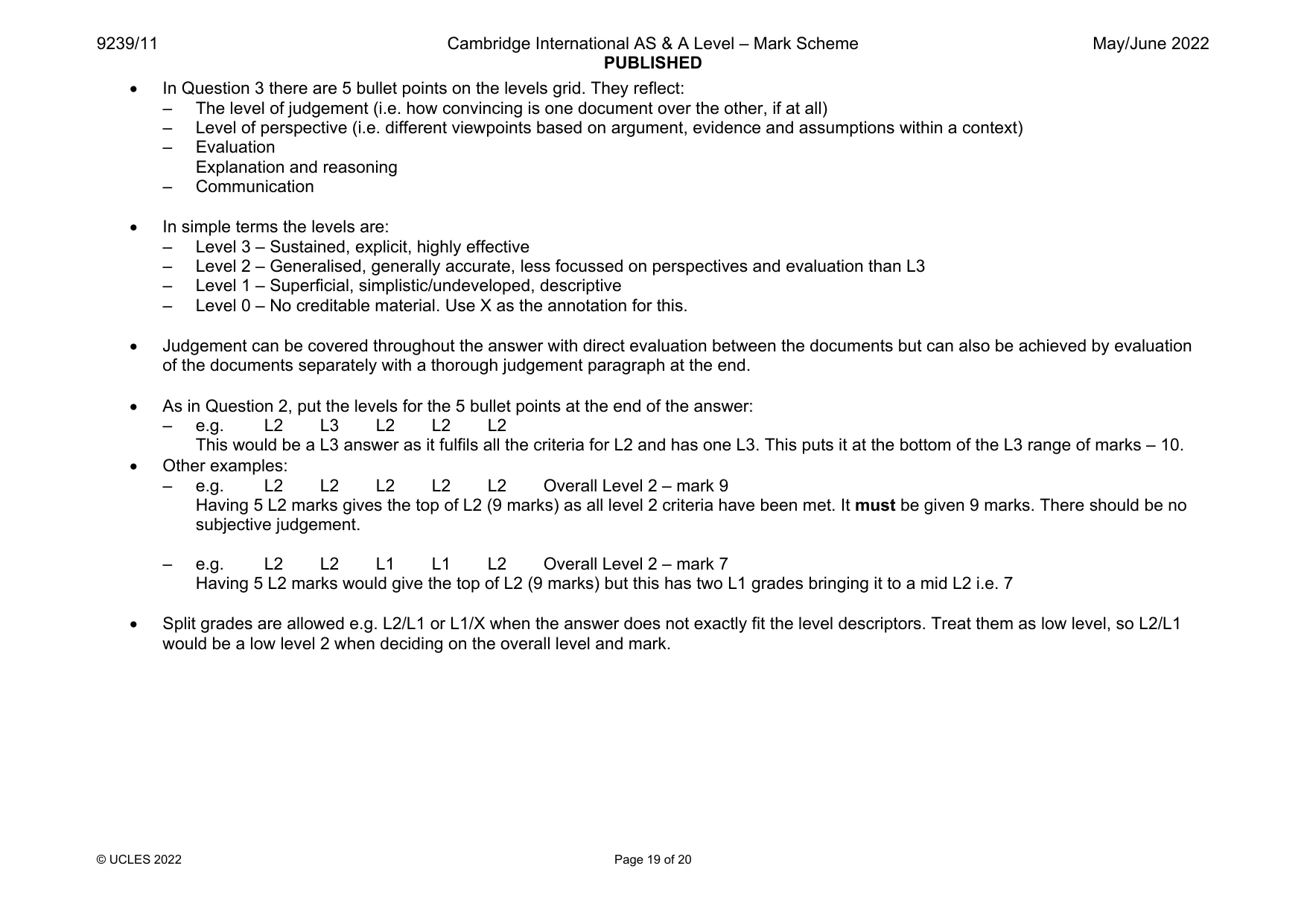 Mark scheme, page 19 of 20