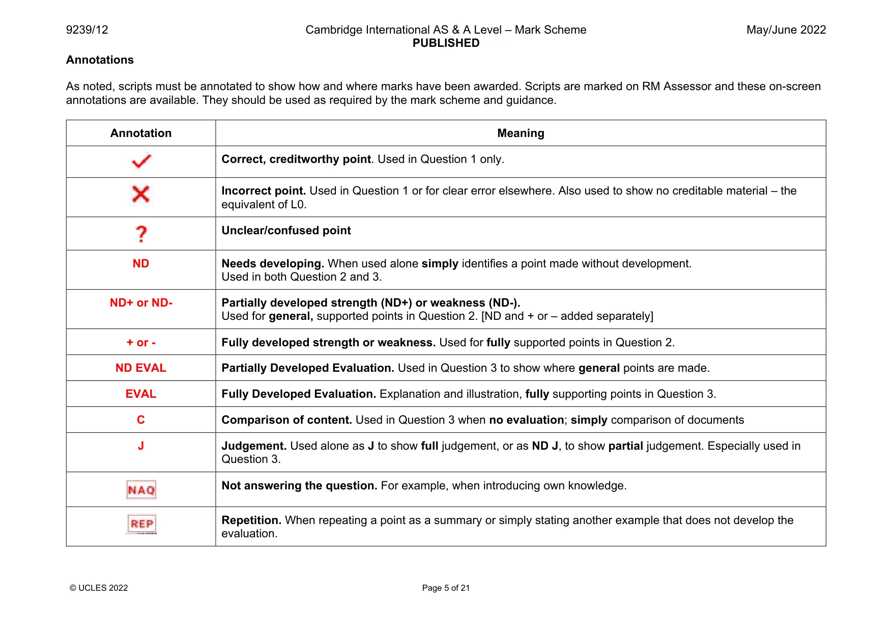 Mark scheme, page 5 of 21