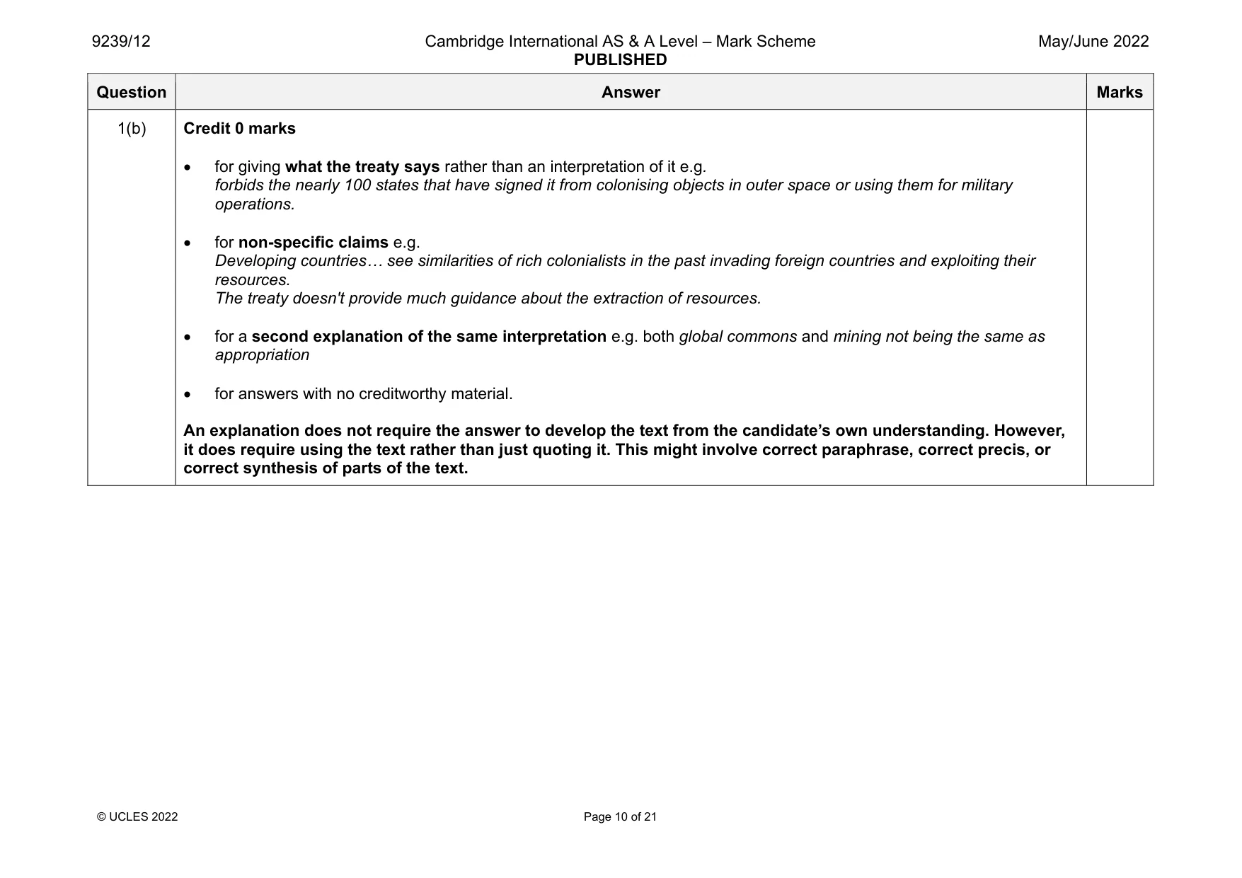 Mark scheme, page 10 of 21