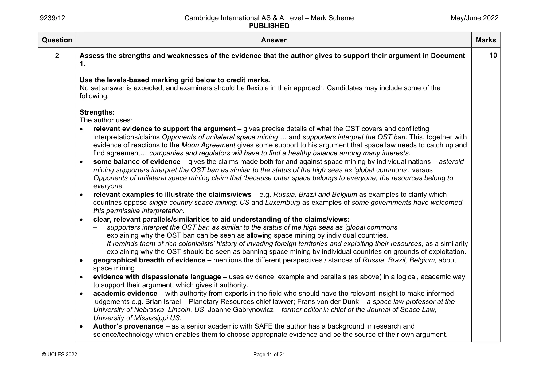 Mark scheme, page 11 of 21