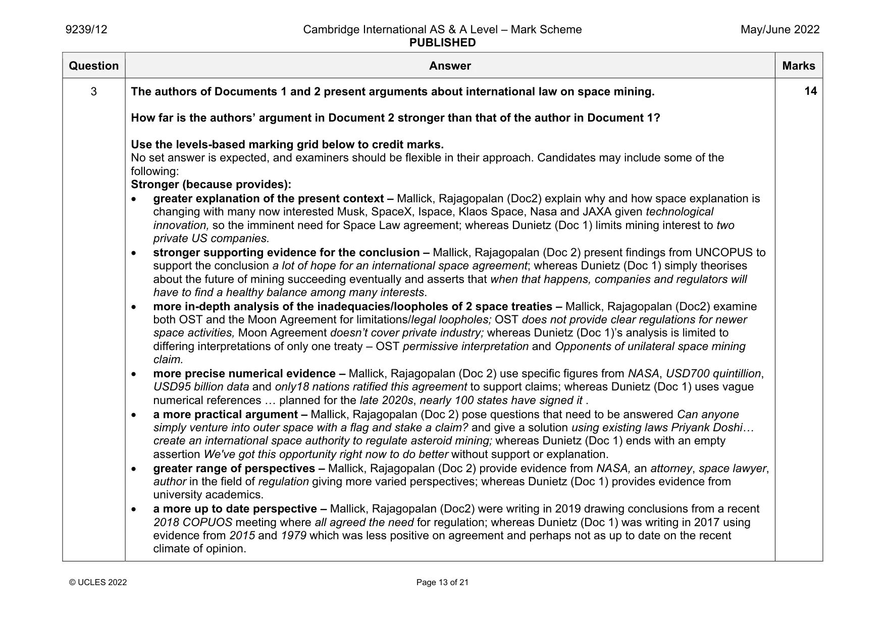 Mark scheme, page 13 of 21