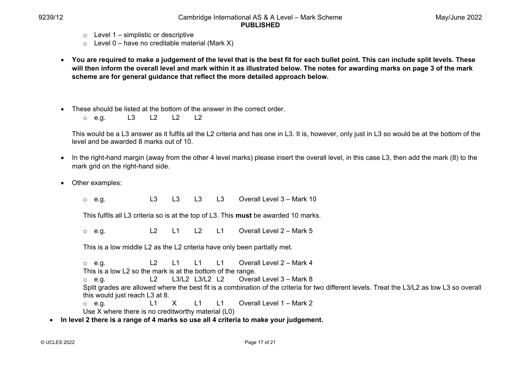 Mark scheme, page 17 of 21