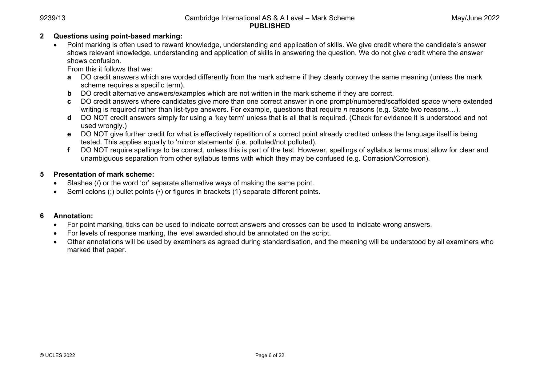 Mark scheme, page 6 of 22