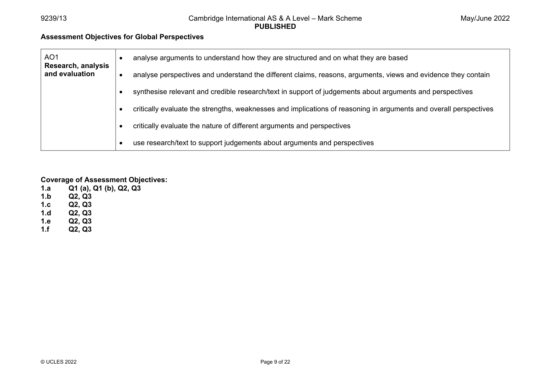 Mark scheme, page 9 of 22