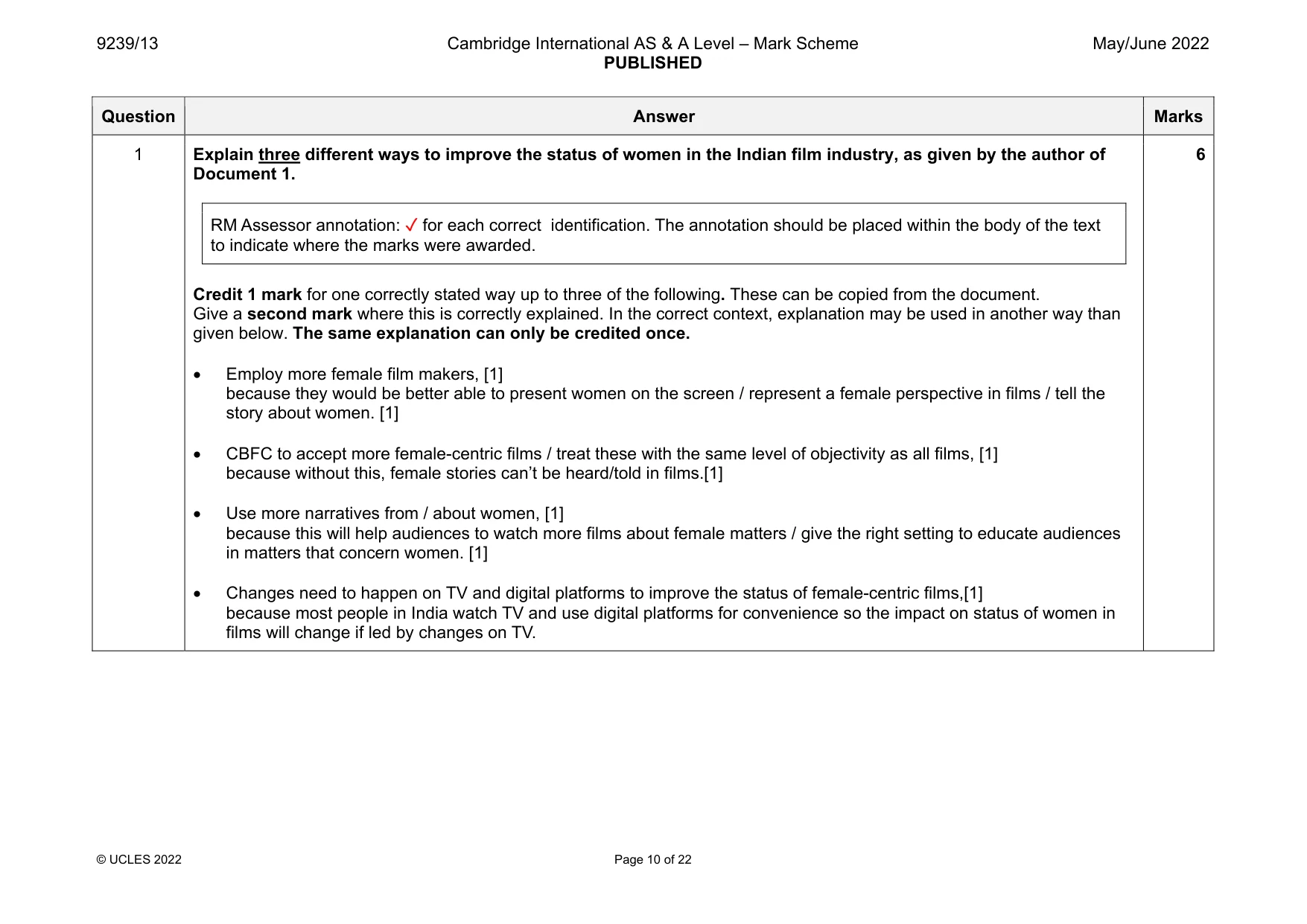 Mark scheme, page 10 of 22