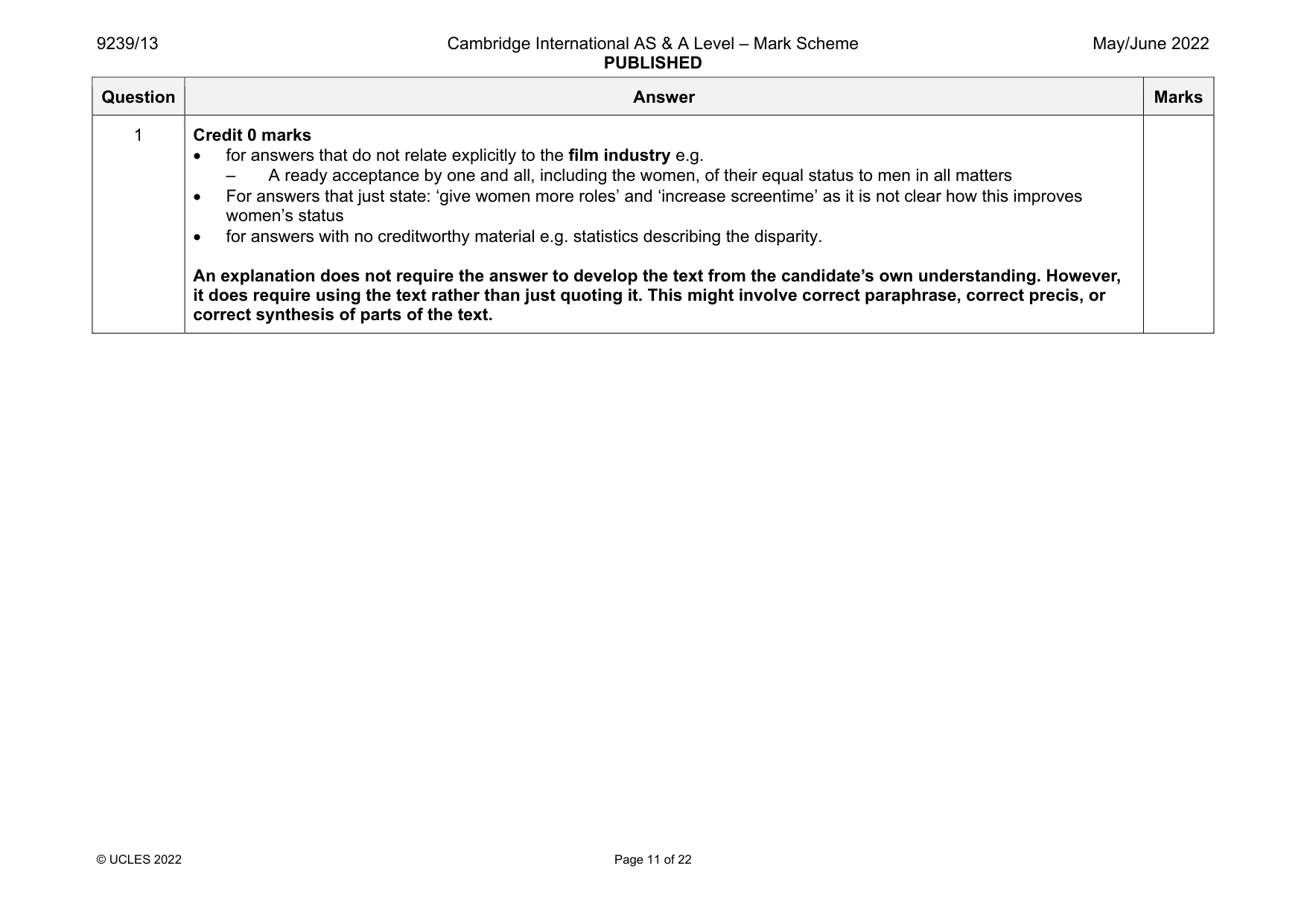 Mark scheme, page 11 of 22