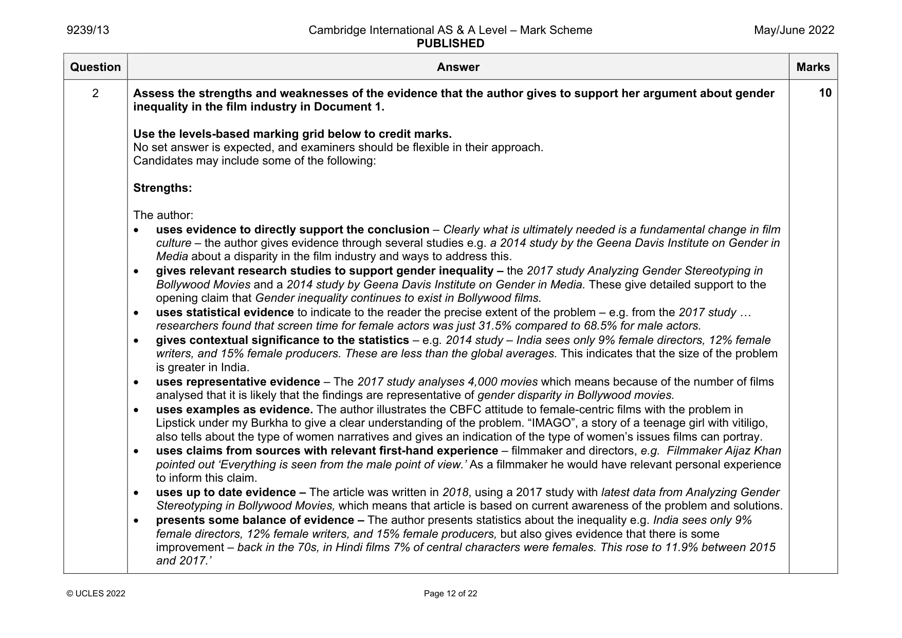 Mark scheme, page 12 of 22