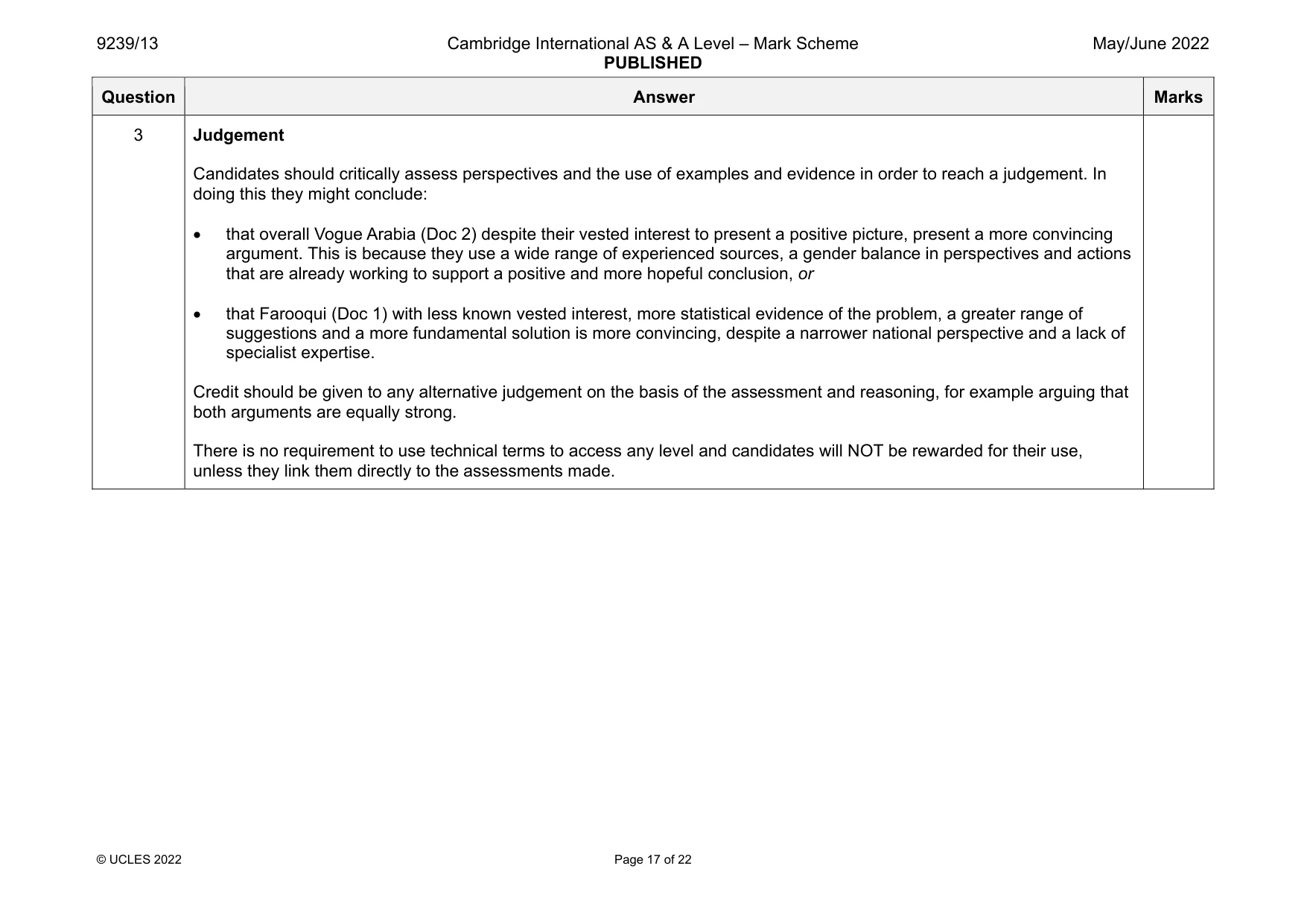 Mark scheme, page 17 of 22
