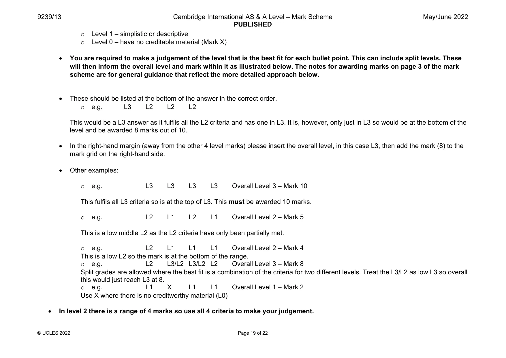 Mark scheme, page 19 of 22
