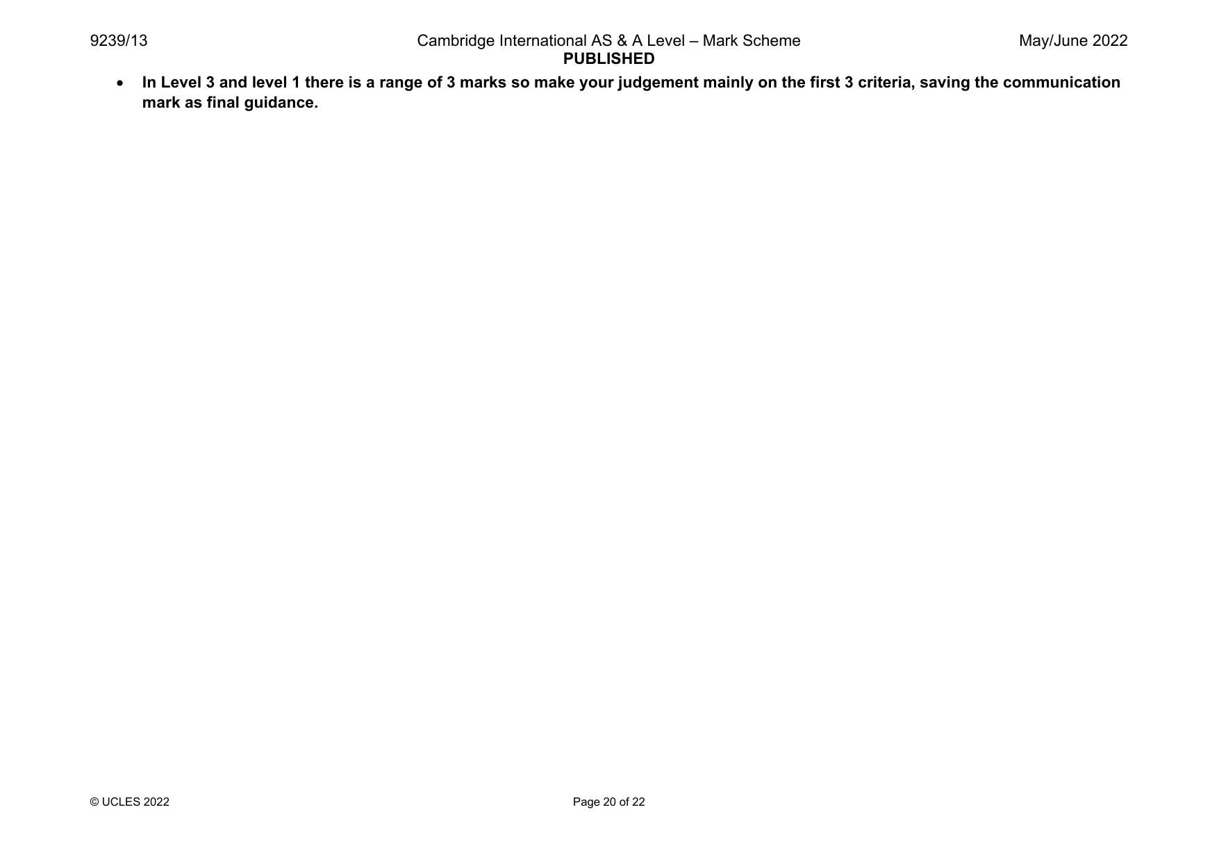Mark scheme, page 20 of 22