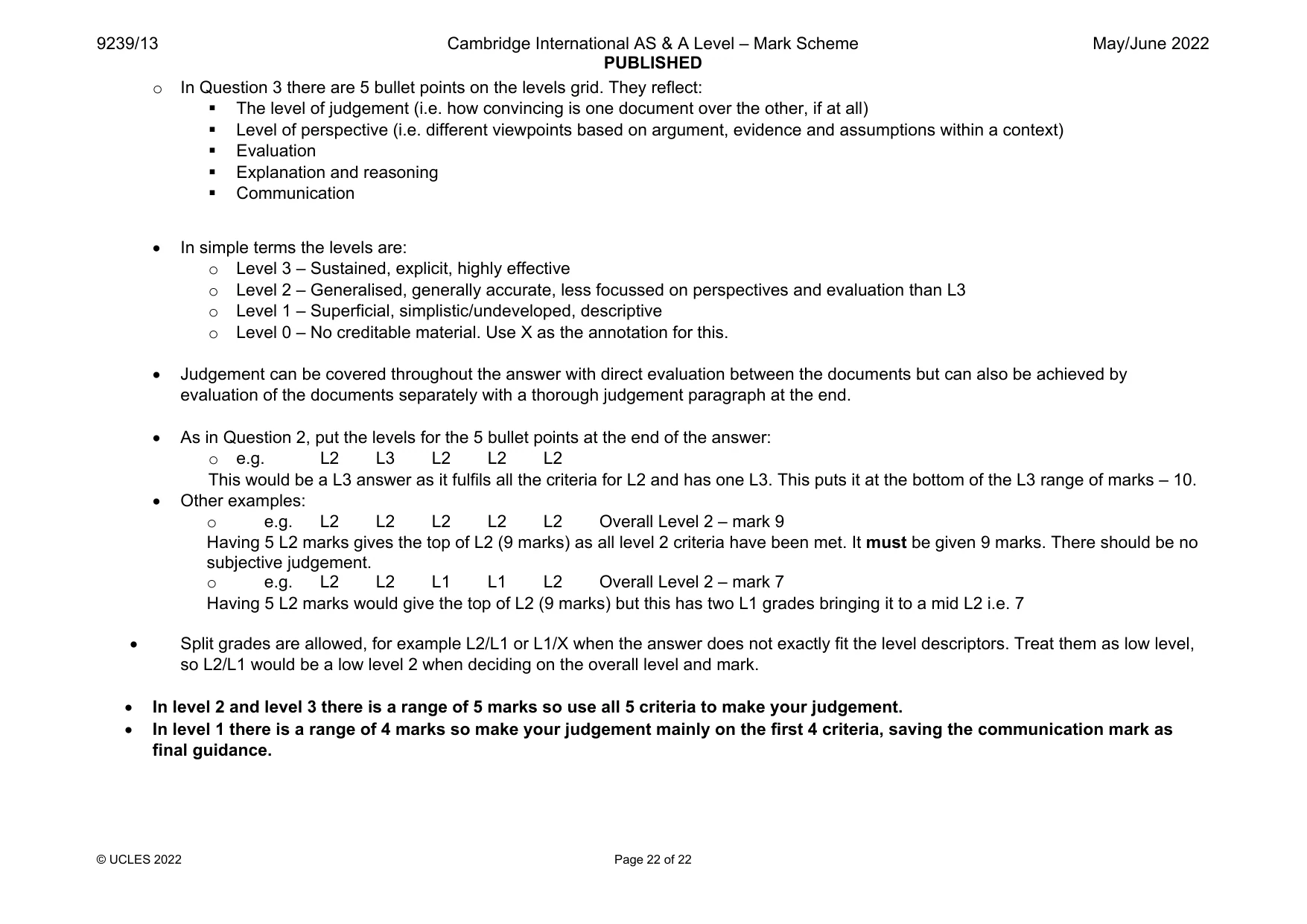 Mark scheme, page 22 of 22