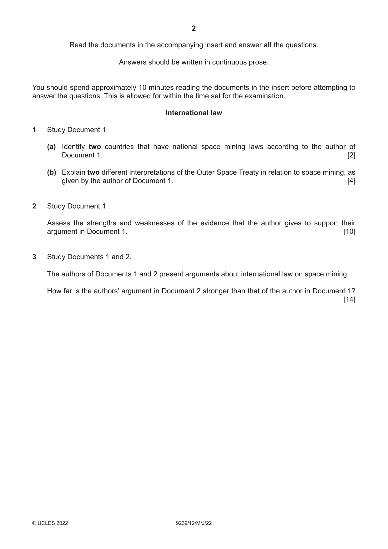 Cambridge A Level Global Perspectives and Research 9239 2022 May/June Paper 1 · Variant 2 question paper, page 2 of 4
