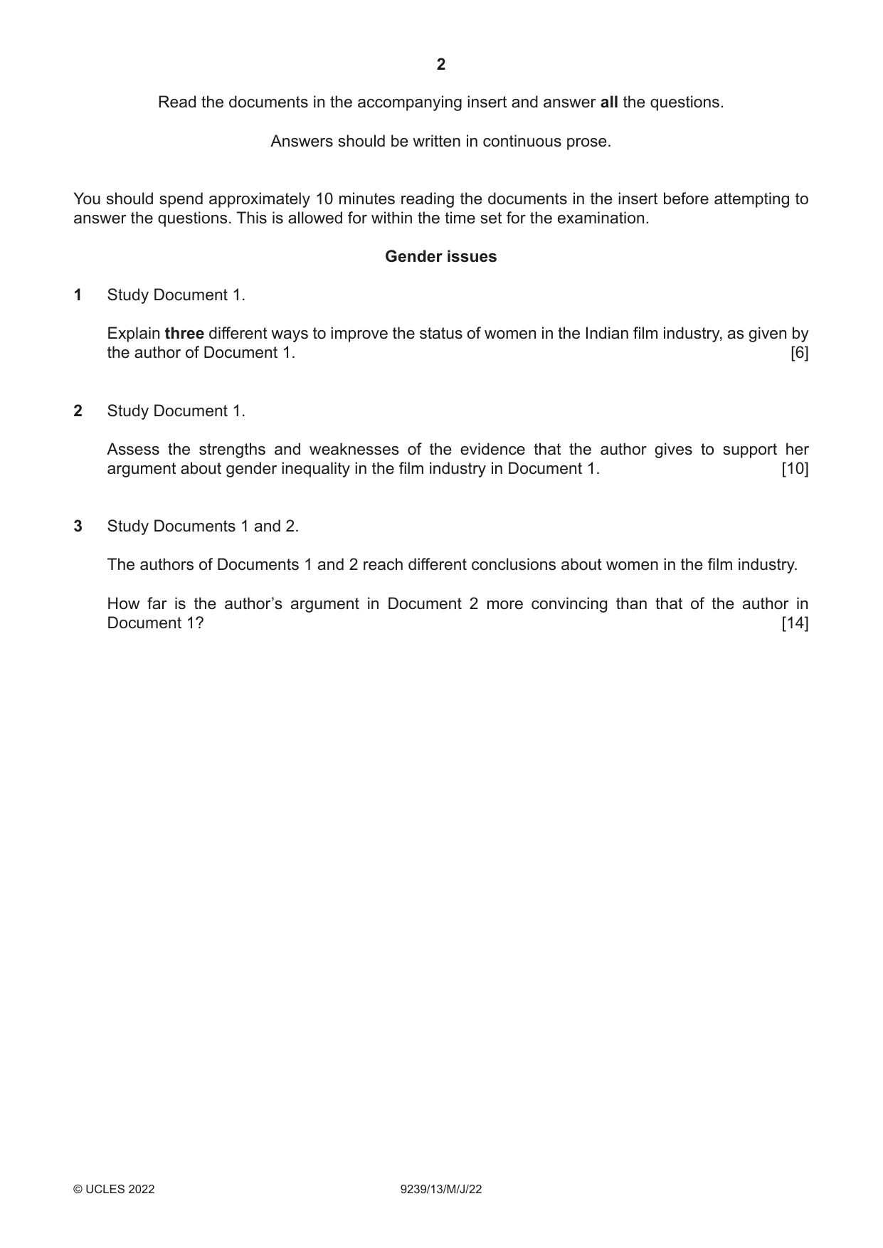 Cambridge A Level Global Perspectives and Research 9239 2022 May/June Paper 1 · Variant 3 question paper, page 2 of 4