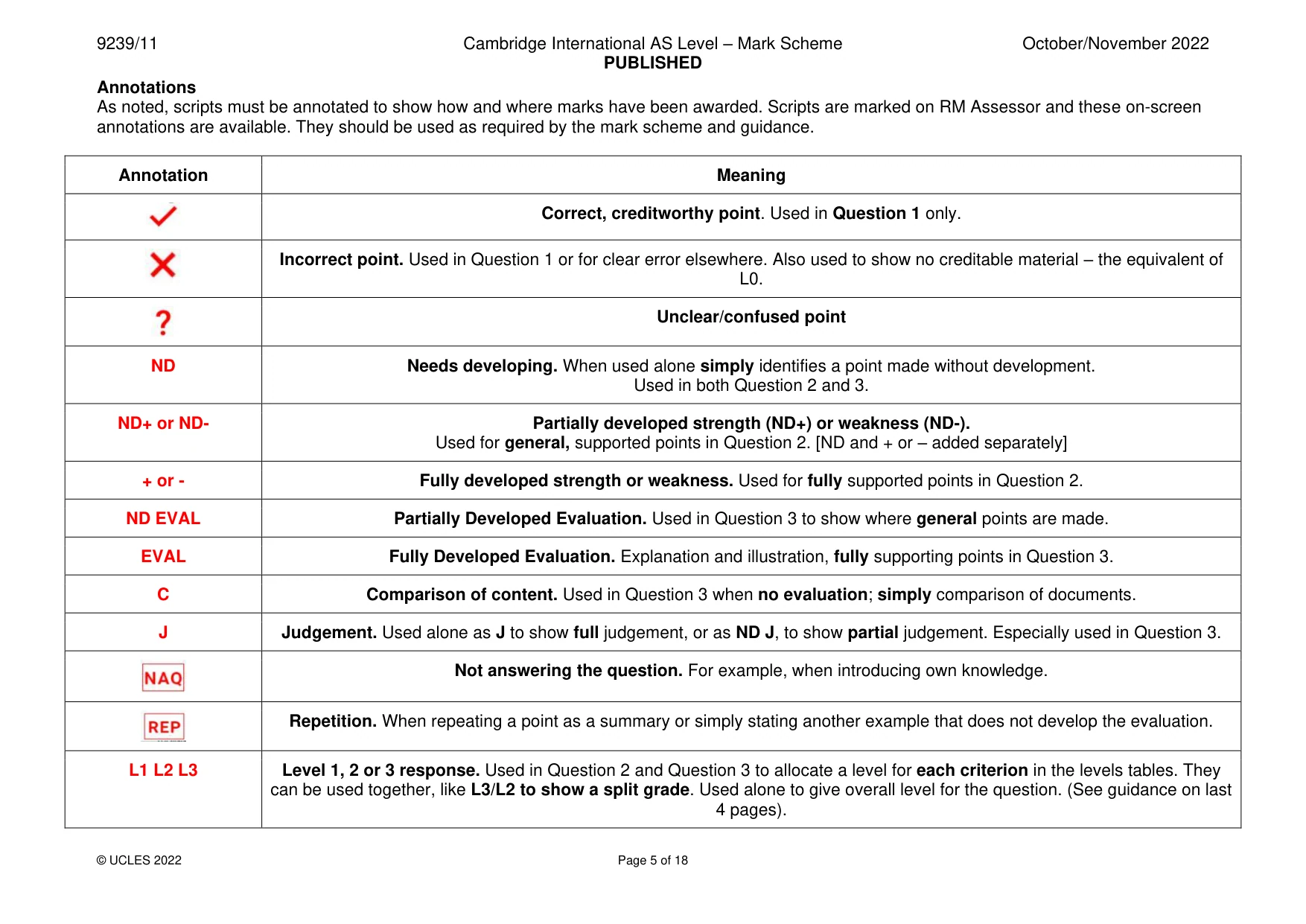 Mark scheme, page 5 of 18