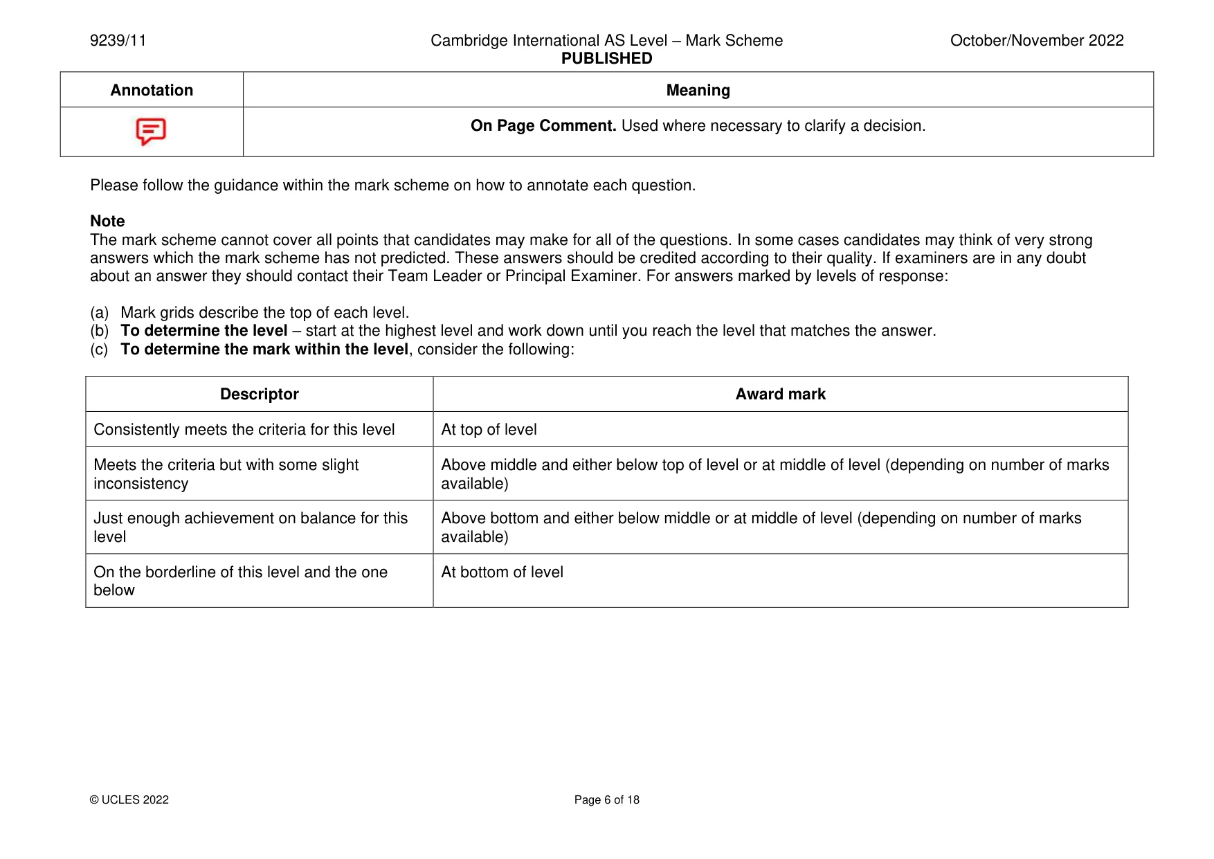 Mark scheme, page 6 of 18