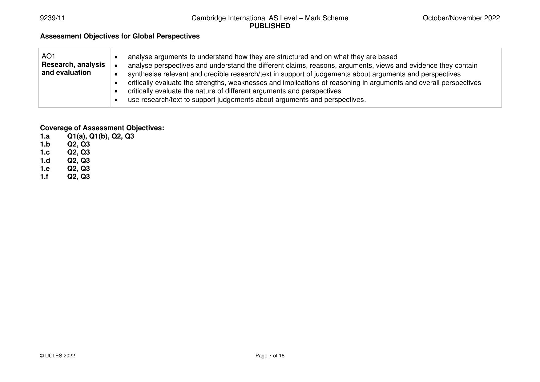 Mark scheme, page 7 of 18