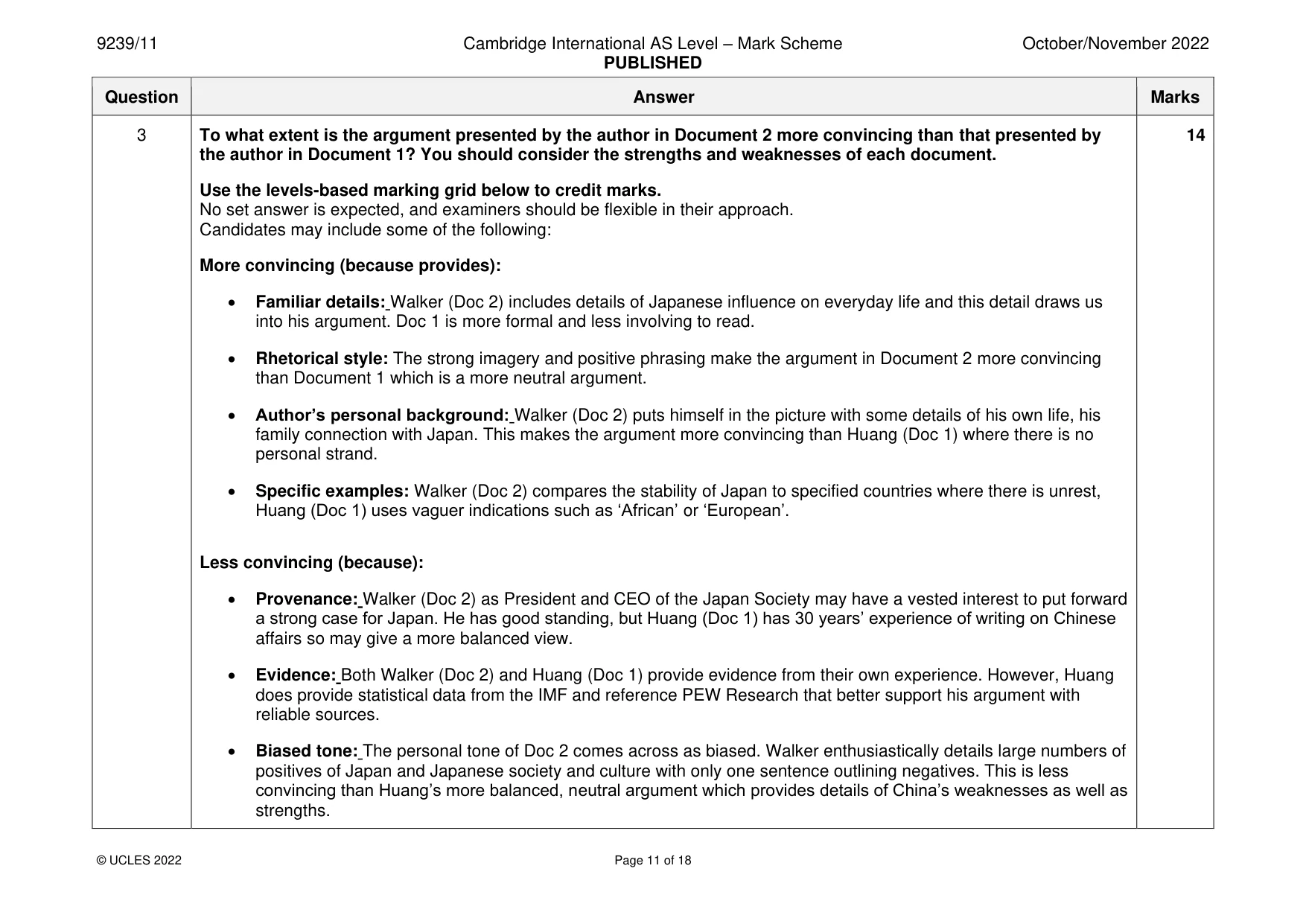 Mark scheme, page 11 of 18