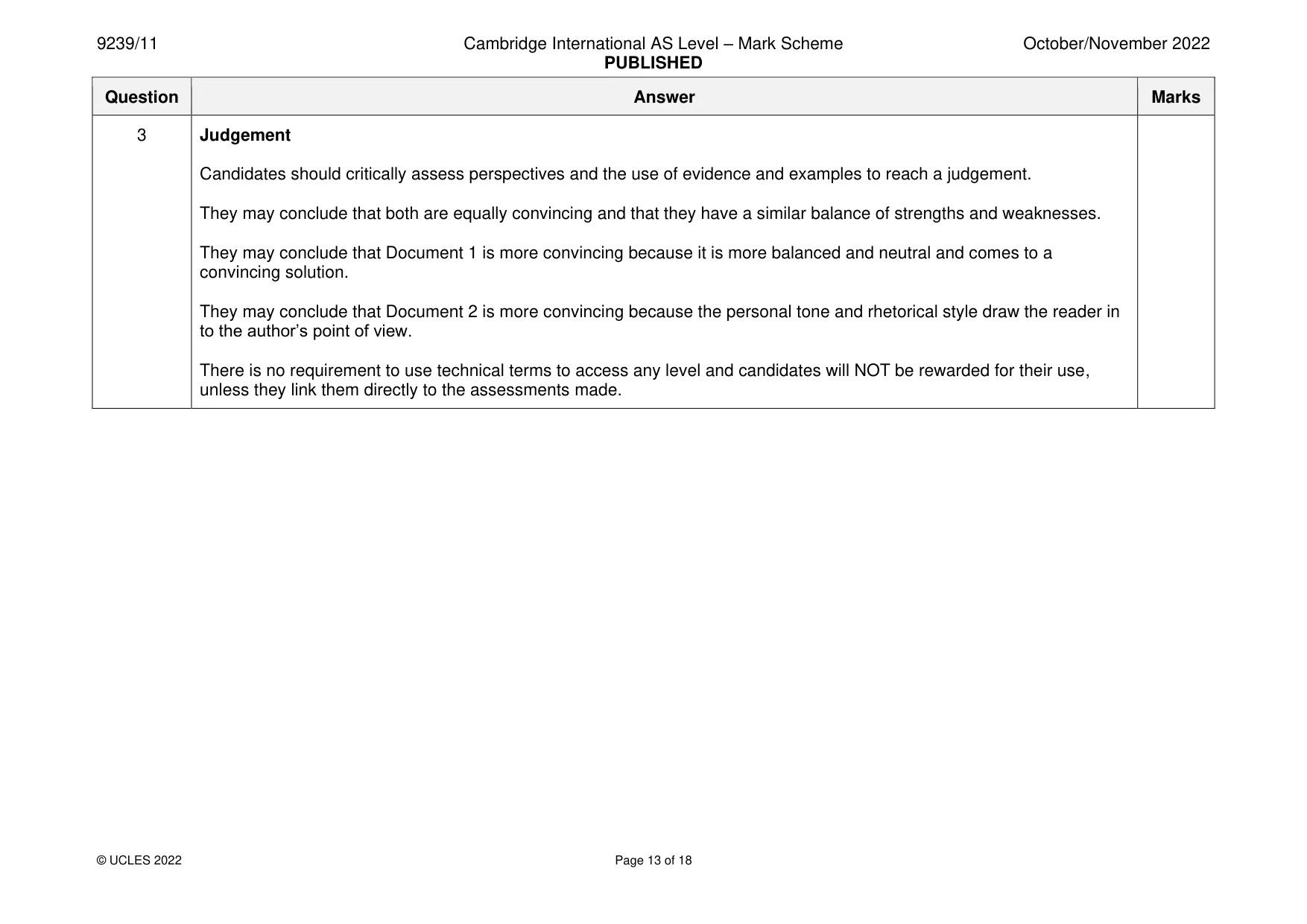 Mark scheme, page 13 of 18