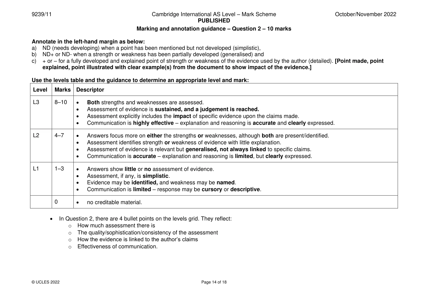 Mark scheme, page 14 of 18