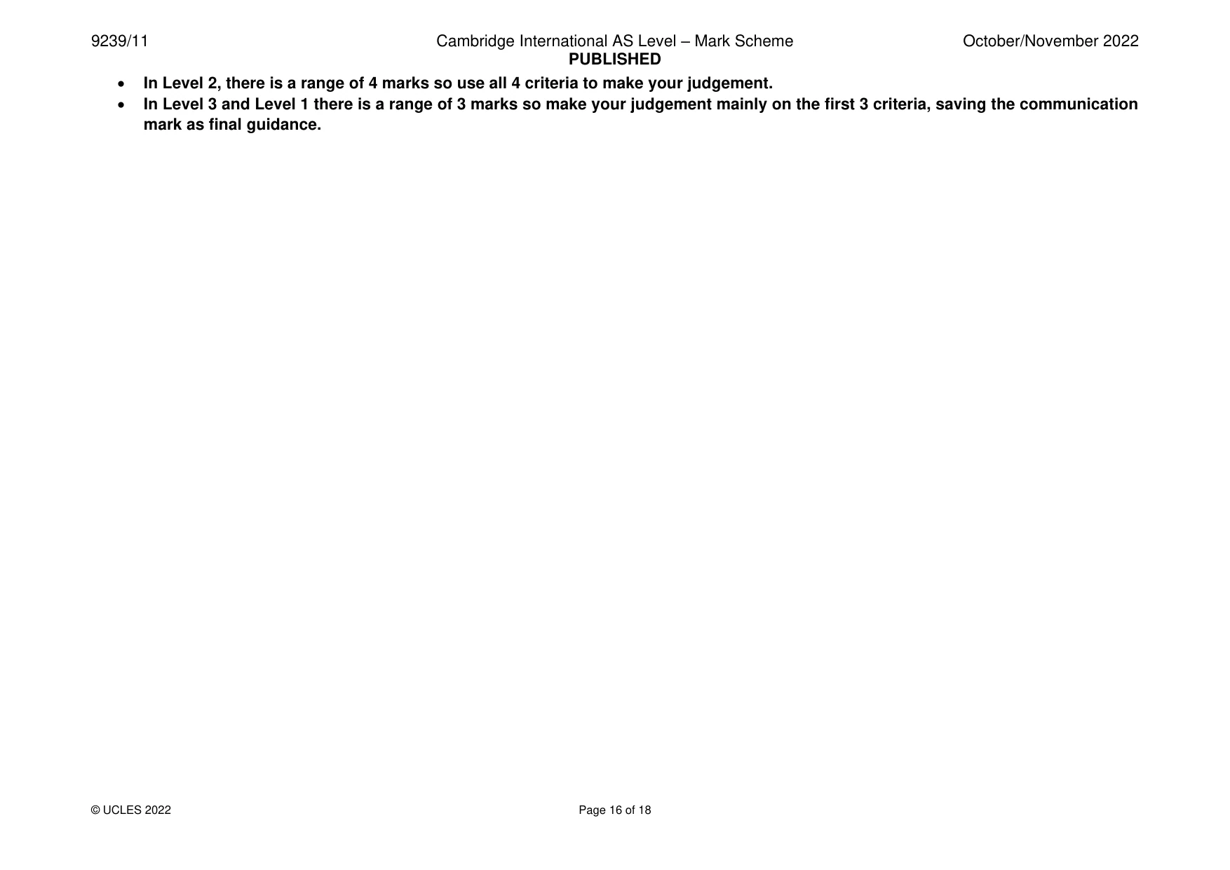 Mark scheme, page 16 of 18