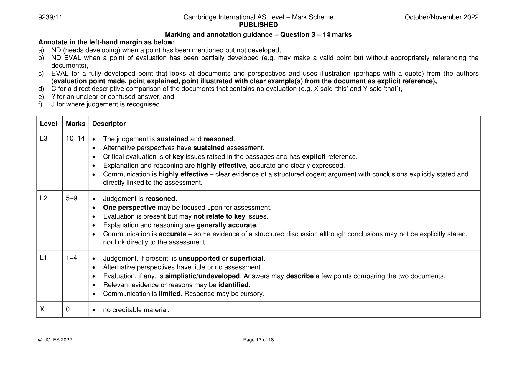 Mark scheme, page 17 of 18